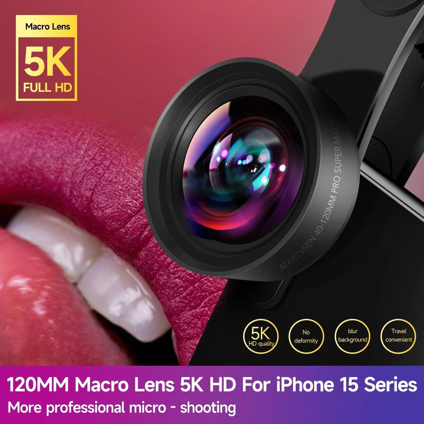 120MM Macro Lens for iPhone - 𝟓𝐊 𝐇𝐃 𝟏𝟎𝐗 Super Macro with 𝐒𝐭𝐚𝐫𝐥𝐢𝐠𝐡𝐭 𝐅𝐢𝐥𝐭𝐞𝐫, Professional Universal Clip Phone Camera Lens for Photo Video Lens of iPhone Samsung Android