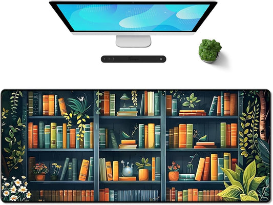 Galdas Gaming Mouse Pad XXL XL Large Long Extended Big Mousepad Non-Slip Rubber Keyboard Mouse Pad with Stitched Edges for Laptop Home Office (31.5x11.8x0.08 Inch) -Books