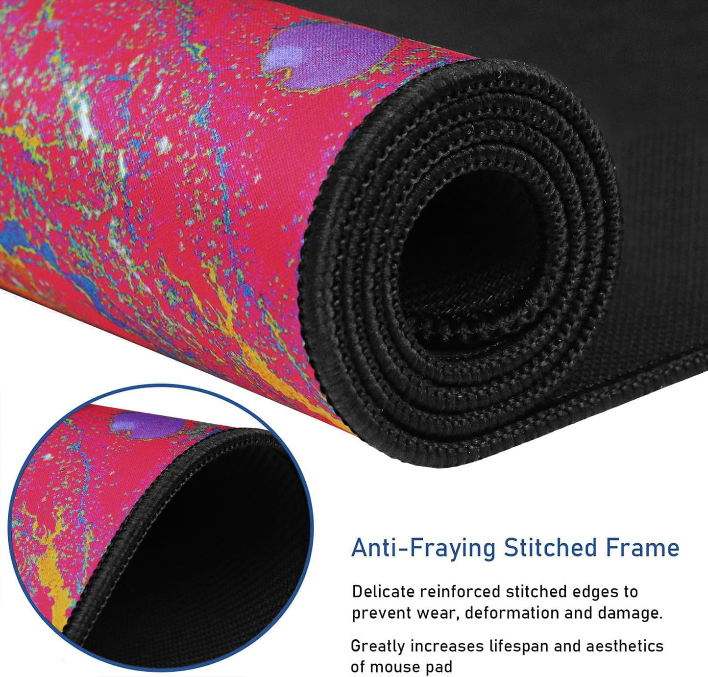 Large Extended Gaming Mouse Pad with Stitched Edges, Durable Non-Slip Natural Rubber Base, Waterproof Computer Keyboard Pad Mat for Esports Pros/Gamer/Desktop/Office/Home - Red Green