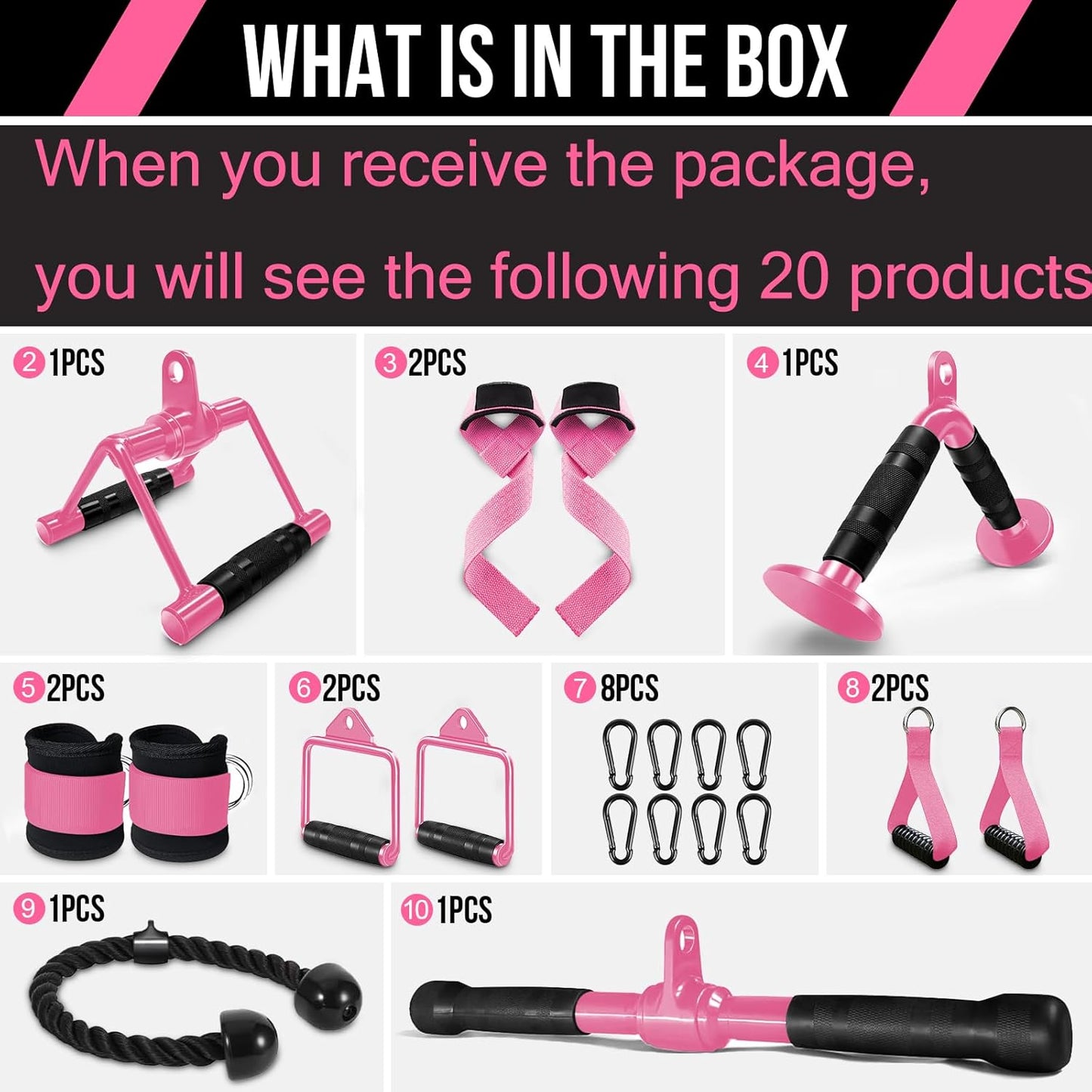 Cable Machine Attachment Set LAT Pulldown Attachments Weight Machine Accessories for Home Gym