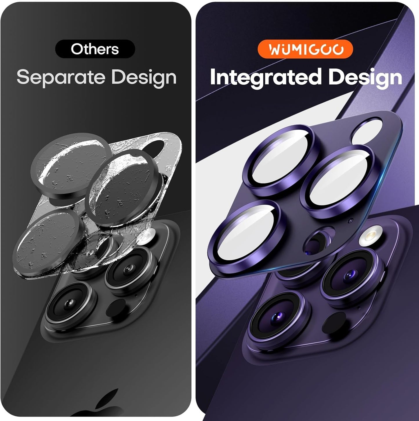 Camera Lens Protector for iPhone 16 Pro Max/16 Pro/iPhone 15 Pro Max/15 Pro/iPhone 14 Pro Max/14 Pro, Aluminum Alloy Sapphire Glass Camera Screen Cover, Case Friendly- Deep Purple