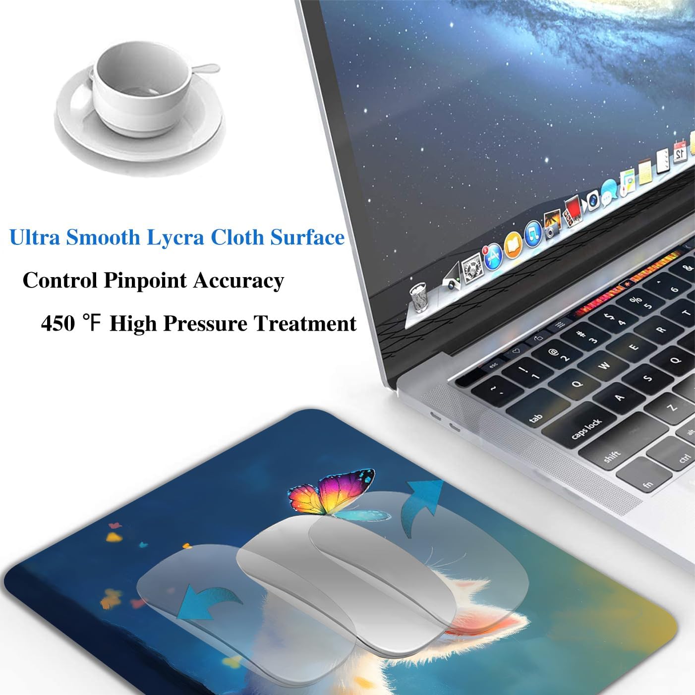 Kawaii Kitten Cute Cat Mouse Pads for Desk, Portable Wireless Computer Mouse pad Small Design with Women, Non-Slip Rubber Base Laptop Mousepad 9.5" x 7.9" Smooth Surface for Office & Travel