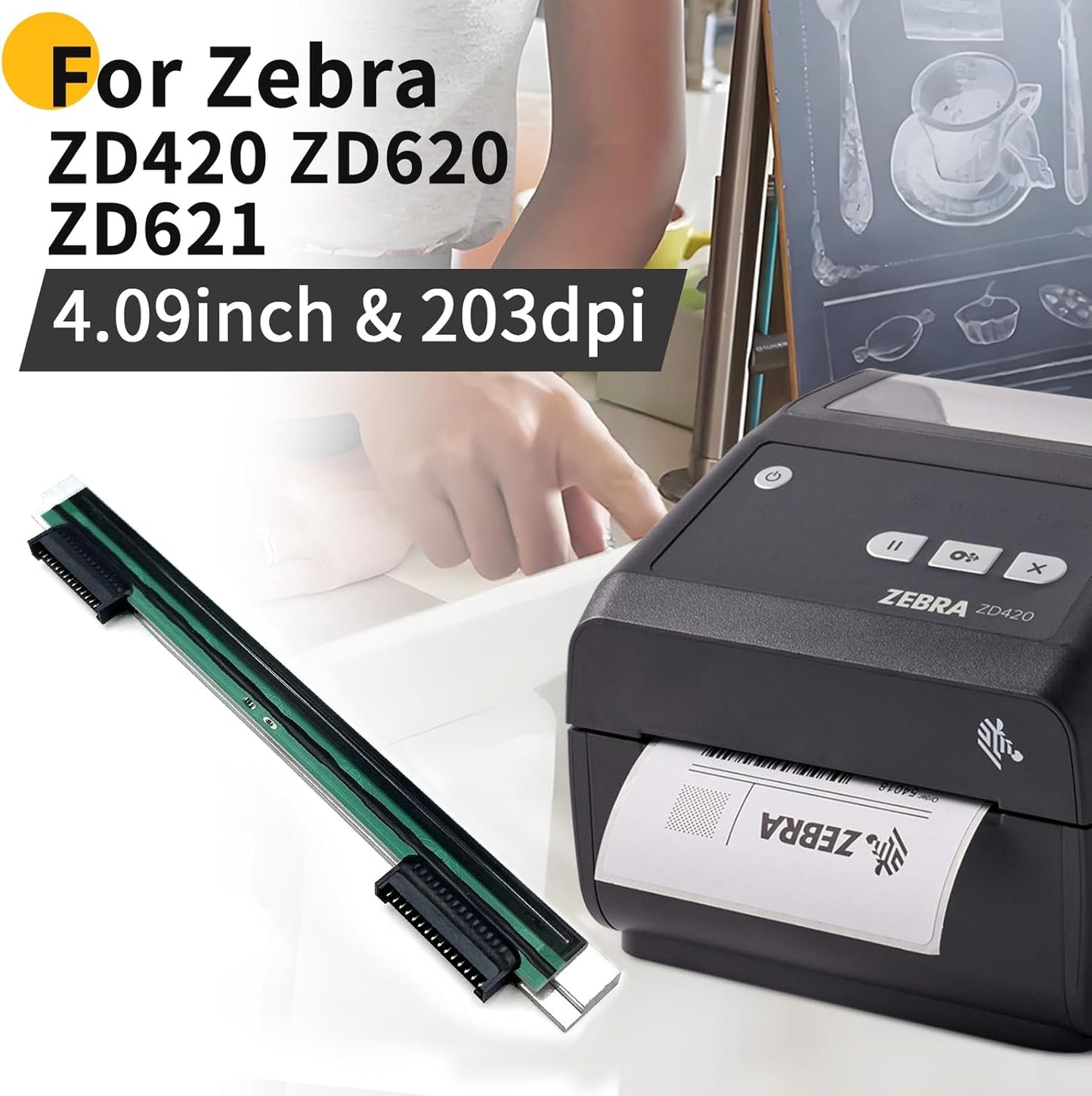 P1080383-226 New Printhead for Zebra ZD420 ZD620 ZD621 Thermal Desktop Printer 203dpi Genuine P1080383-415