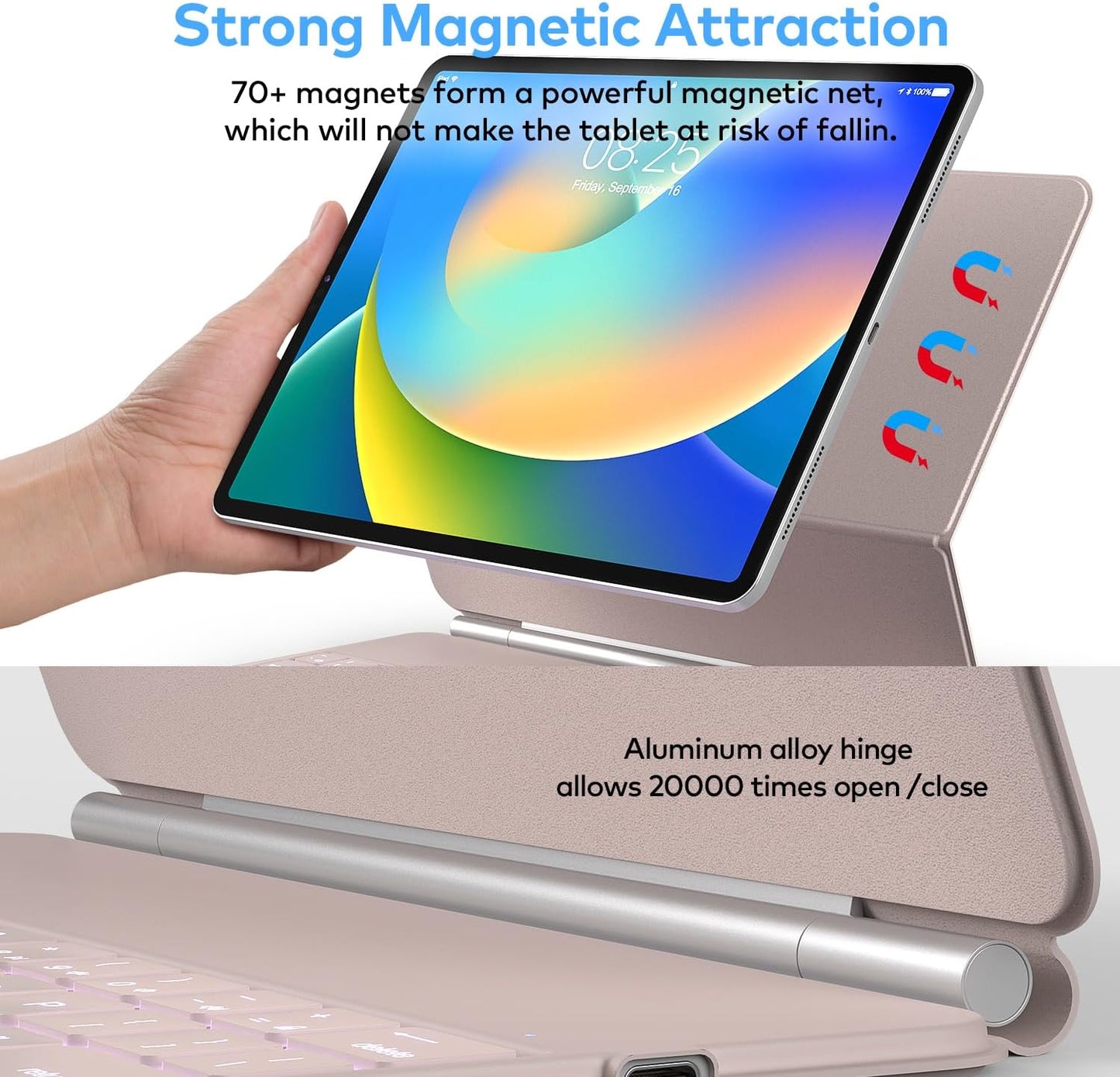 Keyboard Case for iPad Air 13 2024 and iPad Pro 12.9 inch 2022-6th / 2021-5th / 2020-4th / 2018-3rd Generation – Magnetic Keyboard Case with Multi-Touch Trackpad – Floating Cantilever Stand