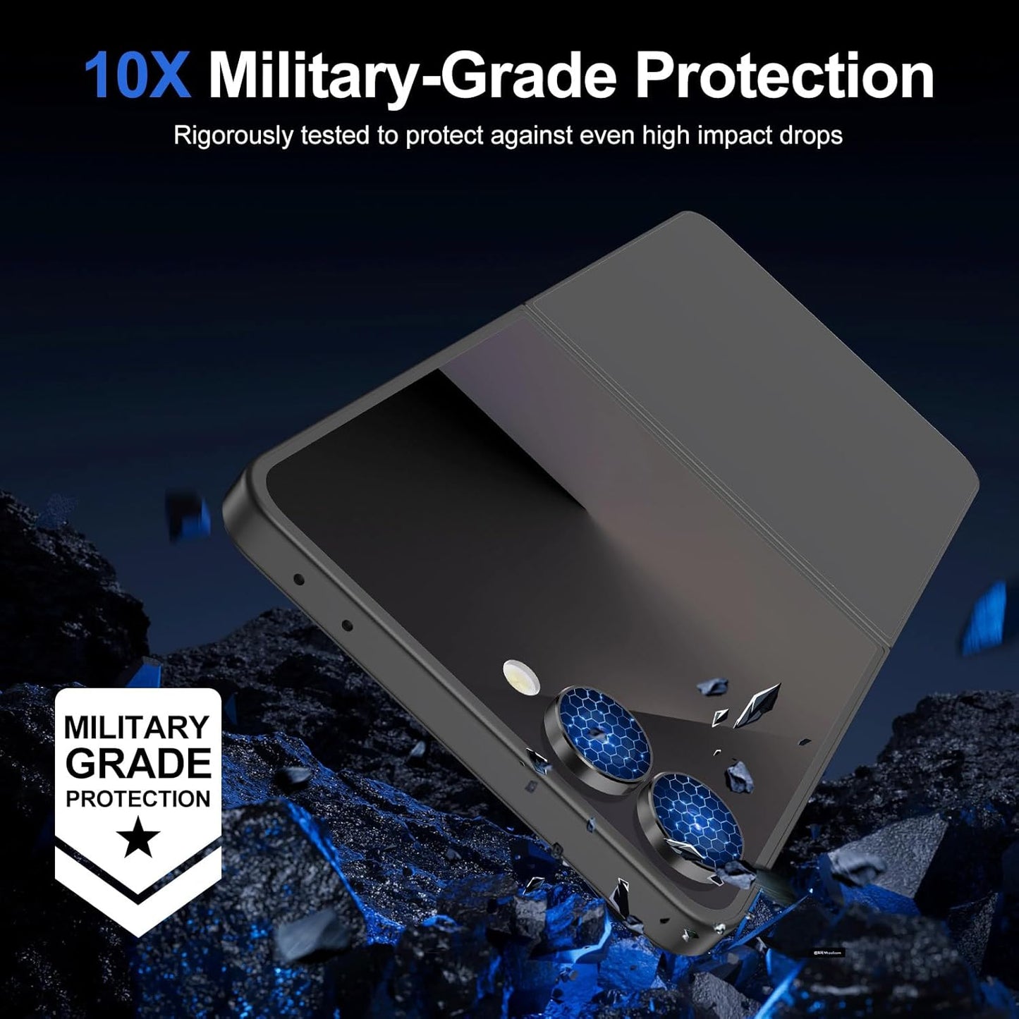 for Samsung Galaxy Z Flip 7 Camera Lens Protector, Individual Metal Ring Tempered Glass Lens Cover, [Strong Adsorption] Scratch Resistant Ultra-Thin HD Clear Lens Cover, 1 Set-Black Ring