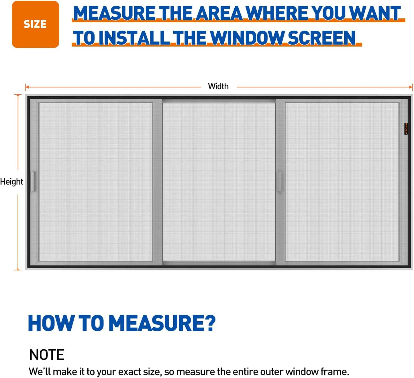 MAGZO Customized Window Screen,Screen Mesh Attachable and Detachable with Hook Tape, Durable, Washable