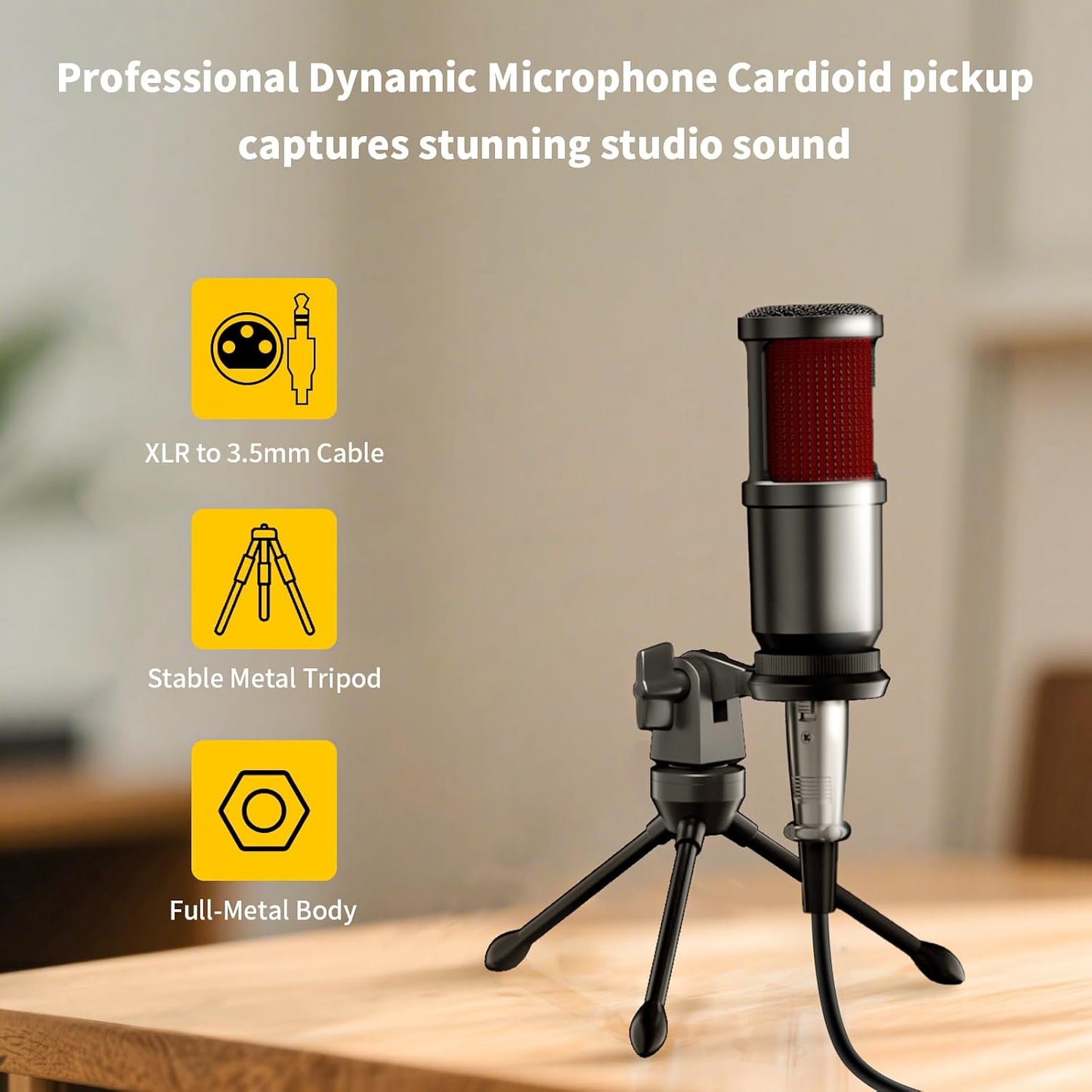 Podcast Equipment Bundle, PUPGSIS Audio Mixer with Dynamic Microphone, Pro-preamp, Bluetooth 5.3, Gaming Equipment Set for Podcast Recording, Live Streaming, Video Vocals, Phone, DJ