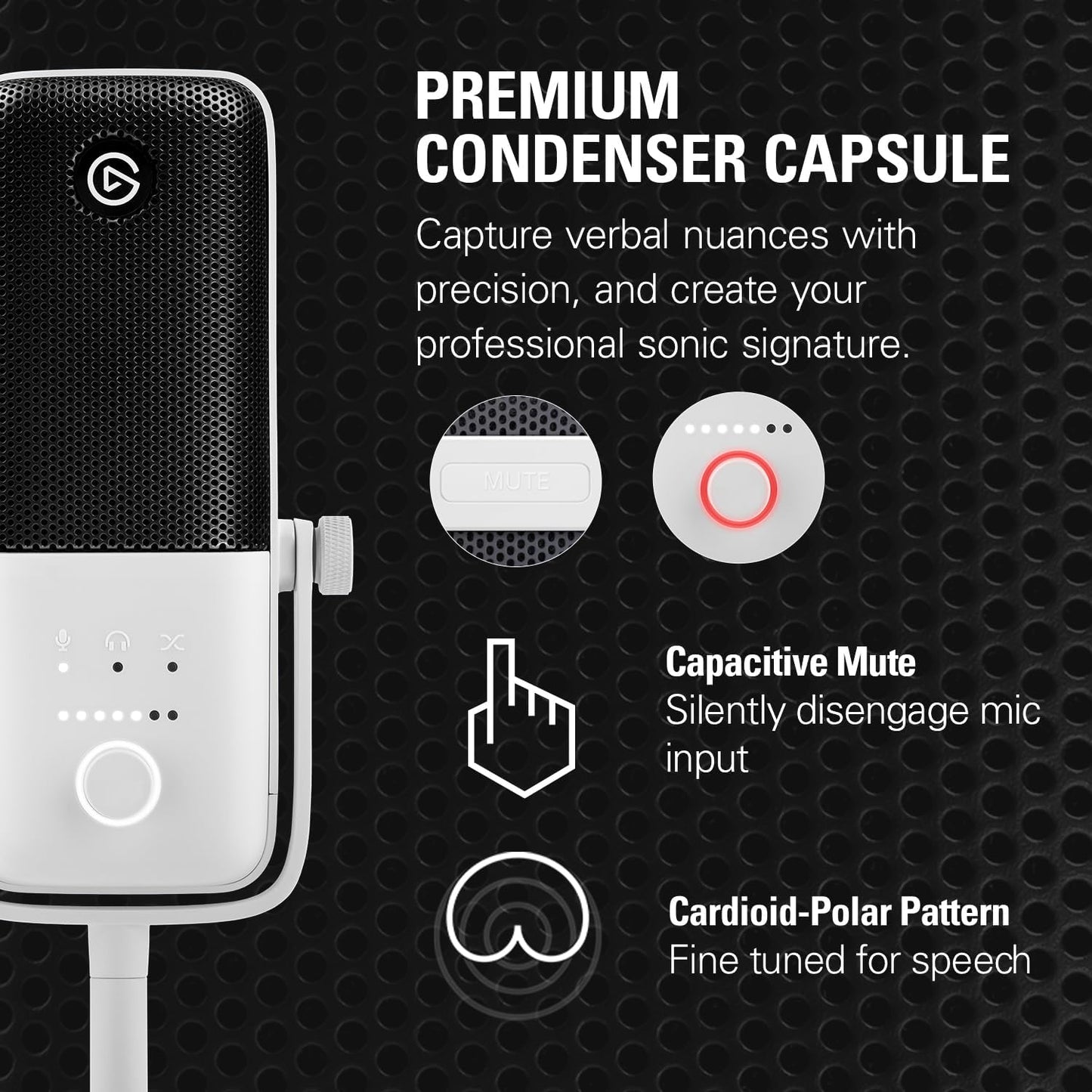 Elgato Wave:3 White Kit - Premium Studio Quality USB Condenser Microphone with Shock Mount and Pop Filter, for Streaming, Podcast, Gaming and Home Office, Free Mixer Software, Plug & Play for Mac, PC