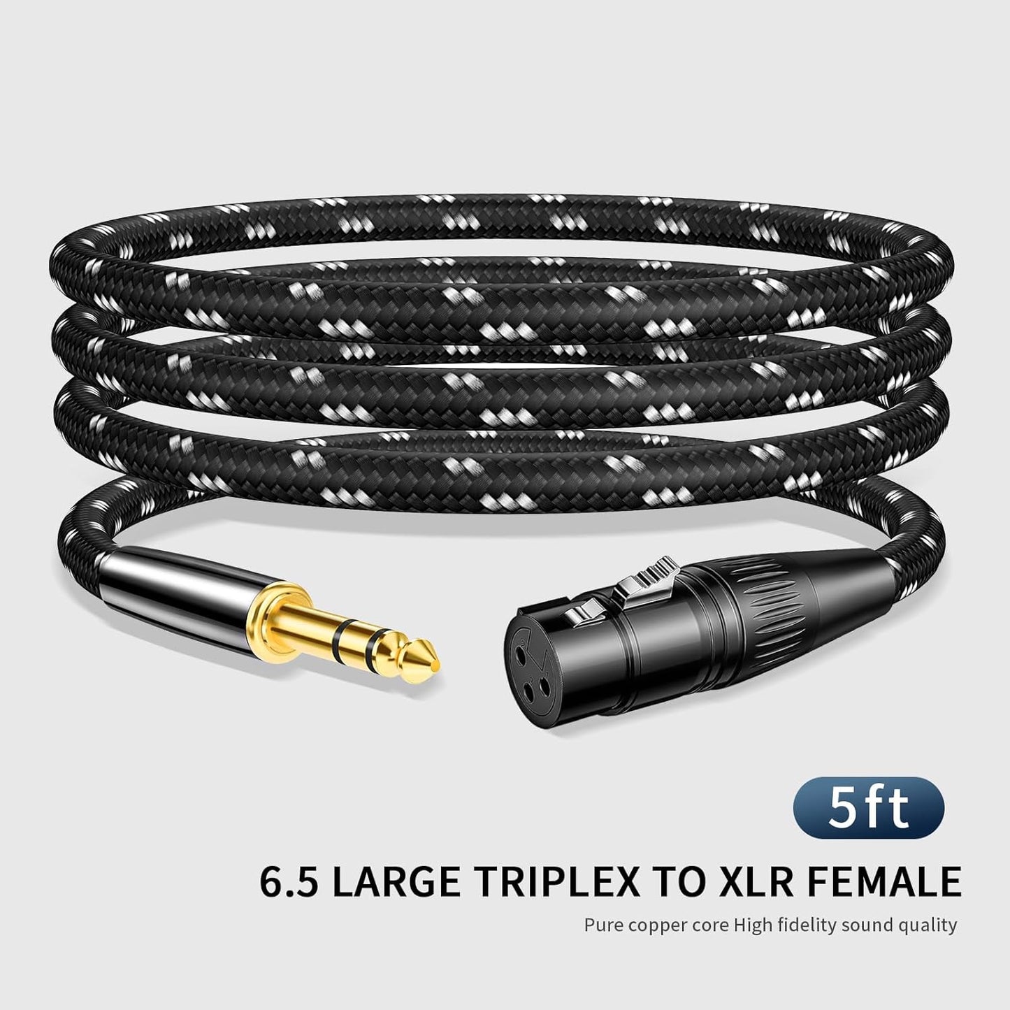 Kumiho XLR Female to 1/4 Inch 6.35mm TRS Stereo Cable Hi-Fi Balanced Bi-Shielded Interconnect Patch Cables for Microphones, Amplifiers, Mixers, Speakers 5FT