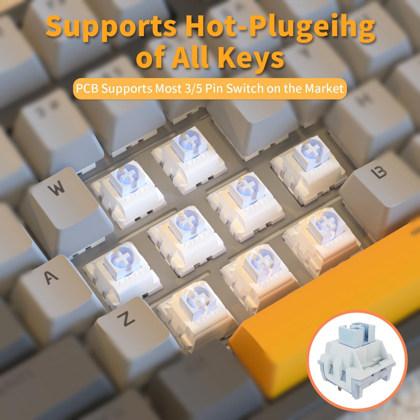 AJAZZ AK35I V3 104-Key Full Size Wired Gasket Mount Gaming Keyboard with Multimedia Buttons & Knob Control | Five Layer Pad | OEM Profile PBT Keycaps | Blue Backlit Custom Keyboard