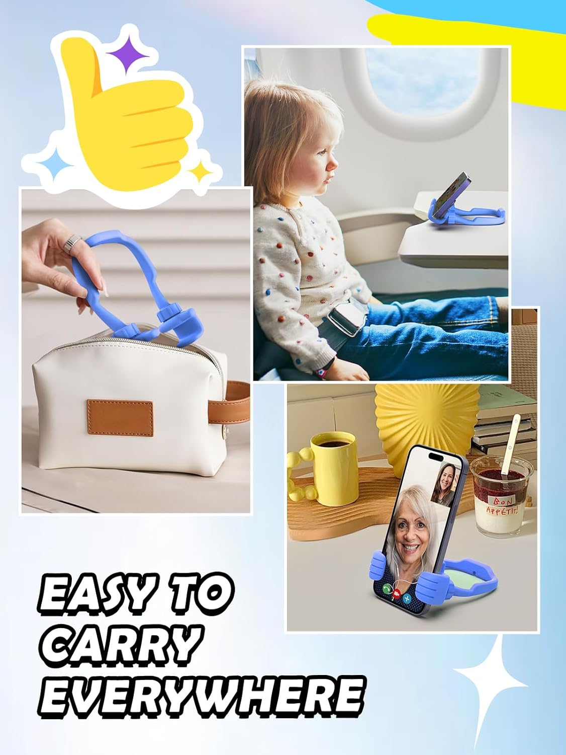 Easter Basket Stuffers for Teens Boys Kids Men Adults Cell Phone Stand: Flexible Thumbs Up Lazy Cellphone Holder for Desk Funny Birthday Easter Gifts for Women Mom Teenager Tween Cool Gadget Ideas