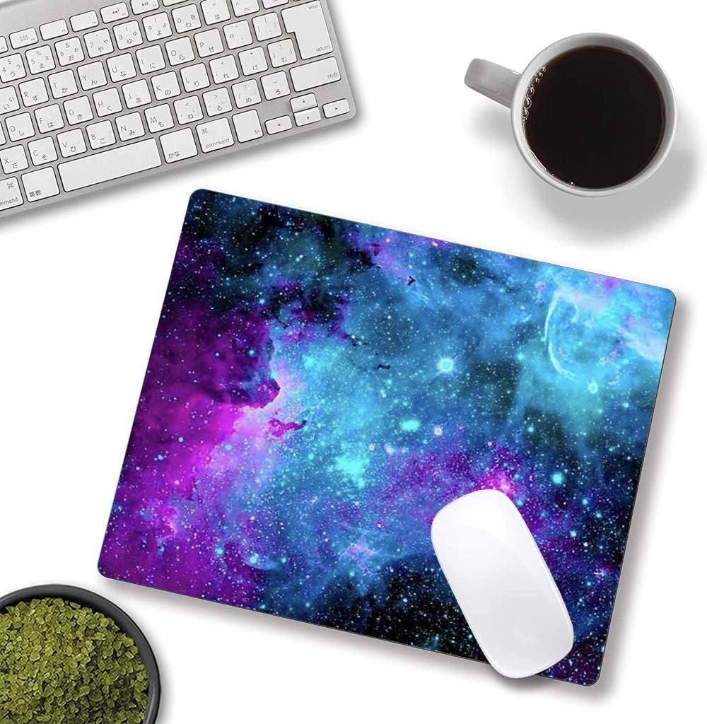Gaming Mouse Pad,Blue Purple Galaxy Nebula Universe Space Non-Slip Rubber Base Mouse Pads For Computers Laptop Office, 9.5X7.9X0.12 Inch(240Mm X 200Mm X 3Mm)