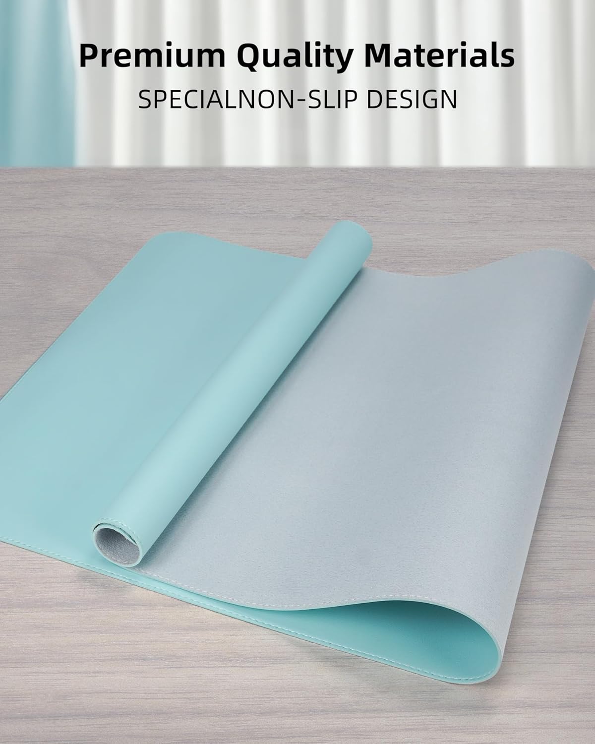 Leather Desk Pad Protector, Non-Slip, Waterproof PU Blotter Mat, Mouse Pad, Desk Cover for Office and Home (Teal, 36" x 17")