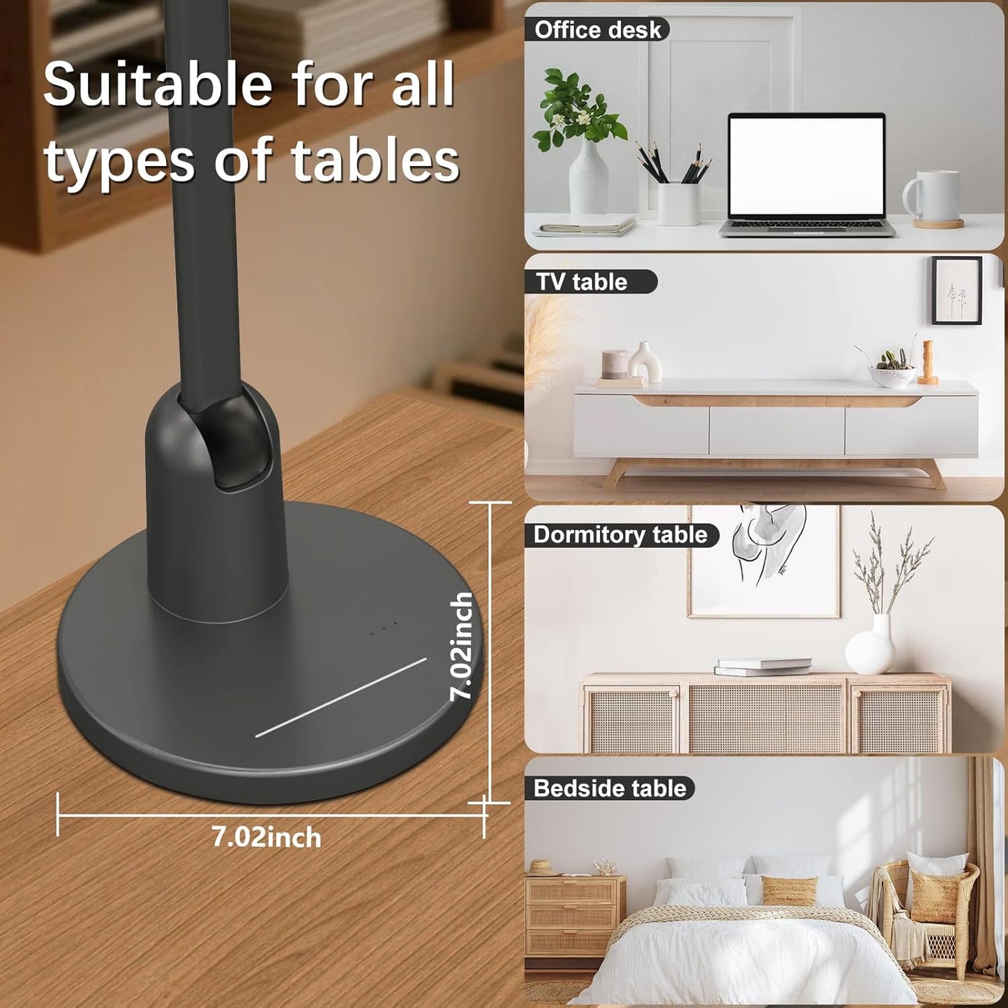 Desk Lamps for Home Office with Stable Base, 1000LM Ultra Bright Eye-Caring LED Desk Light, 3000K-6000K Dimmable Table Lamp with Stepless Dimming & Timing Function for Work, Reading, Bedroom, Bedside