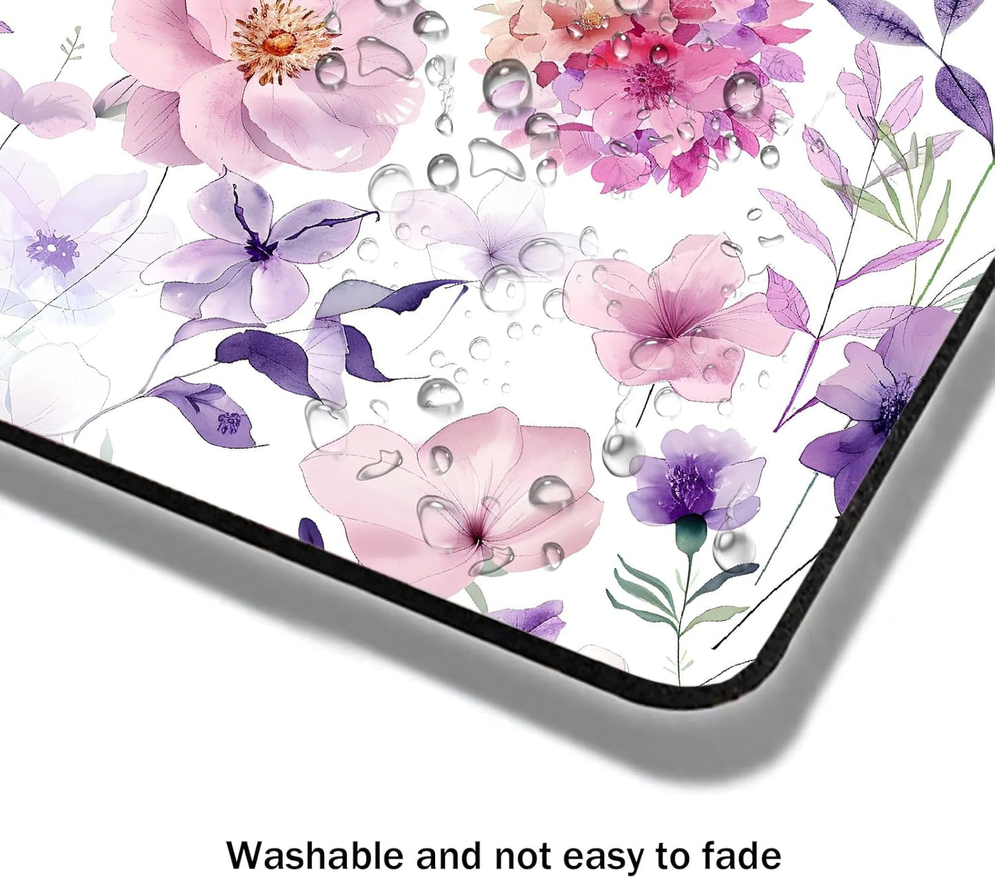 Mouse Pad, Cute Purple Watercolor Flowers Mouse Pads for Desk, 9.5" x 7.9" Non-Slip Rubber Base Computer Mousepad with Women, Portable Square Design for Wireless Mouse and Pad Laptop Office & Travel
