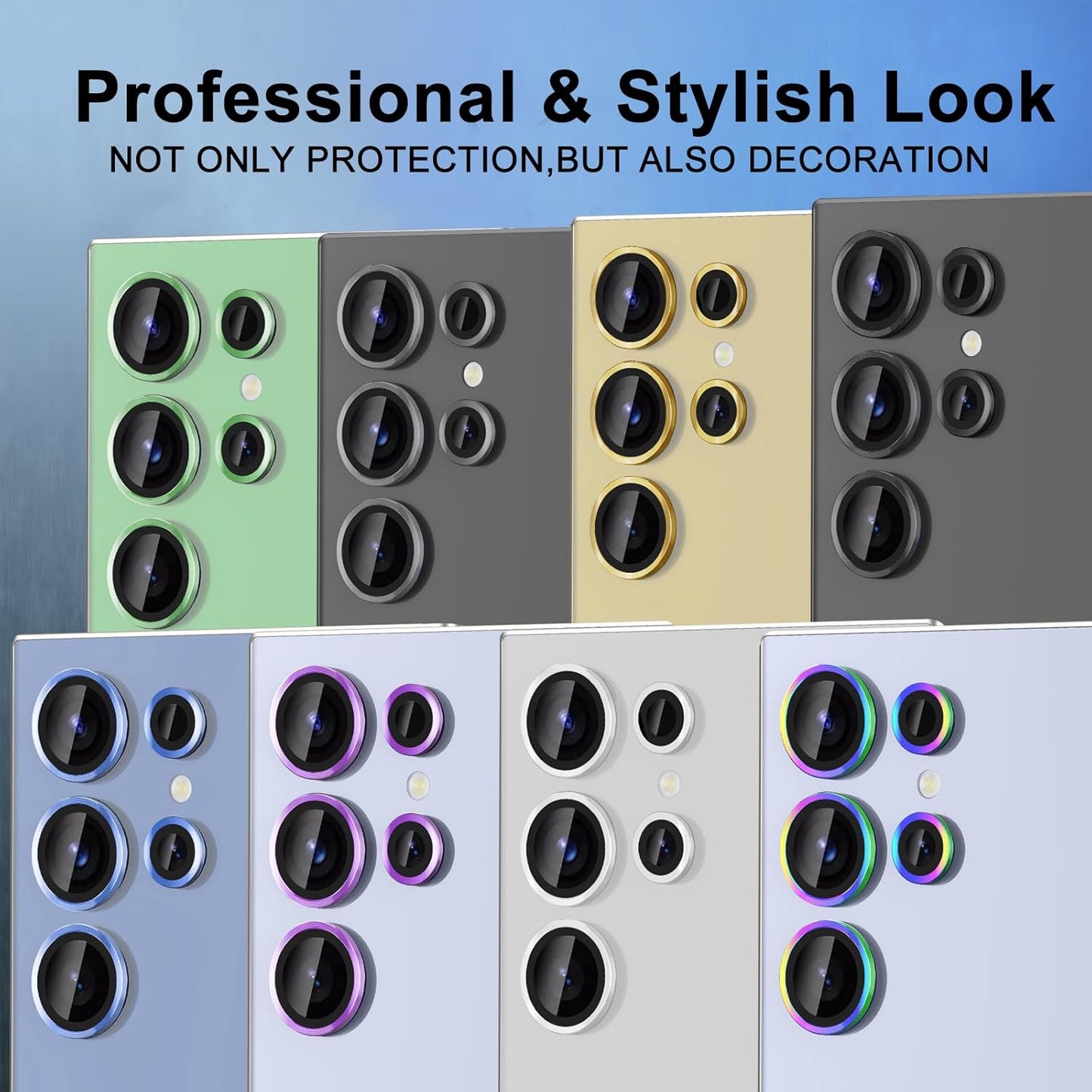 for Samsung Galaxy S25 Ultra Camera Lens Protector, Individual Metal Ring Tempered Glass Lens Cover, [Strong Adsorption] Scratch Resistant Ultra-Thin HD Clear Lens Cover, 1 Set-Purple