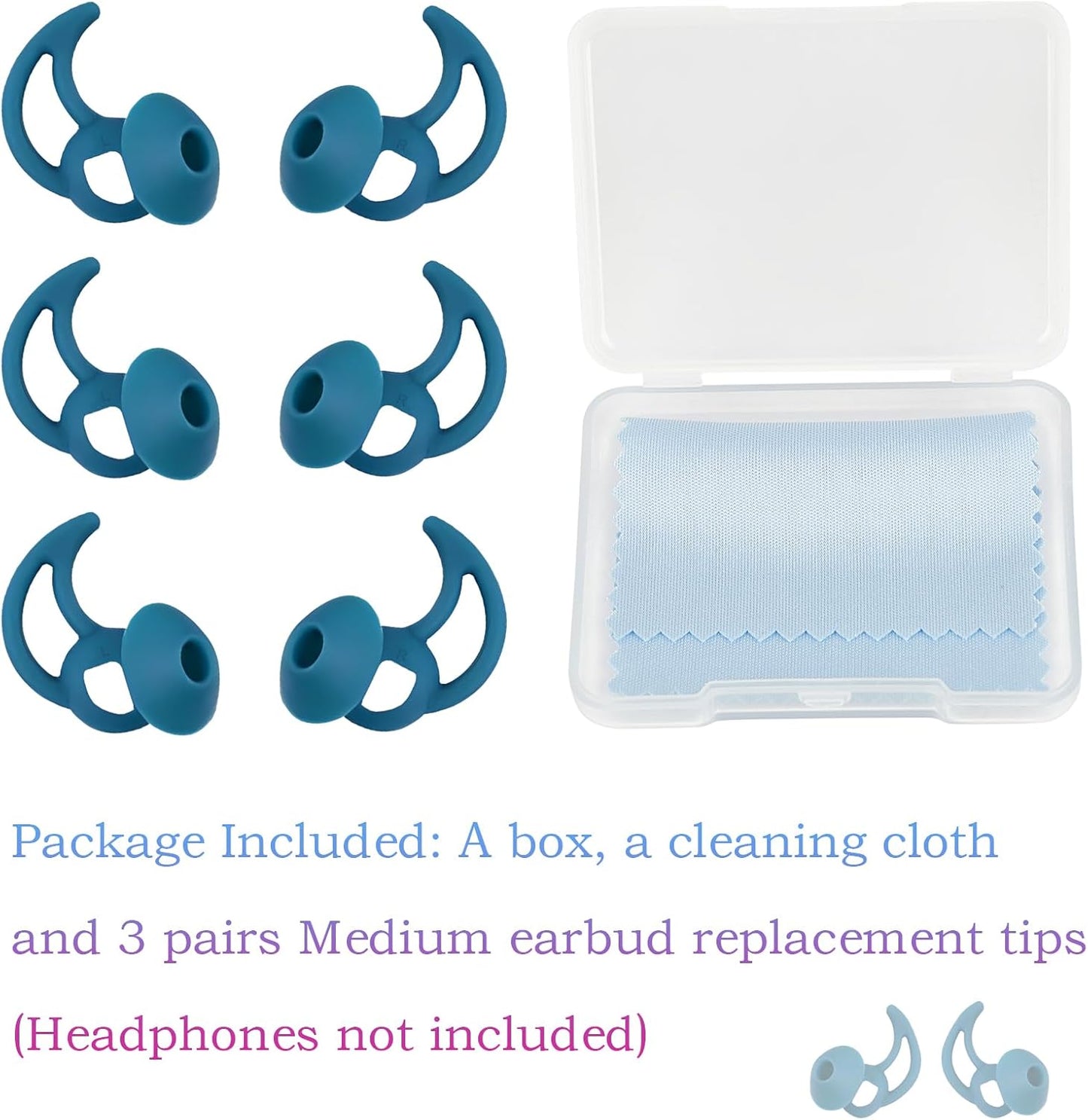 Medium Earbud Tips Silicone Replacement Ear Tips Compatible with Bose Quietcomfort and Sport Headphone Rubber Tips Earbud Cap 3 Pairs