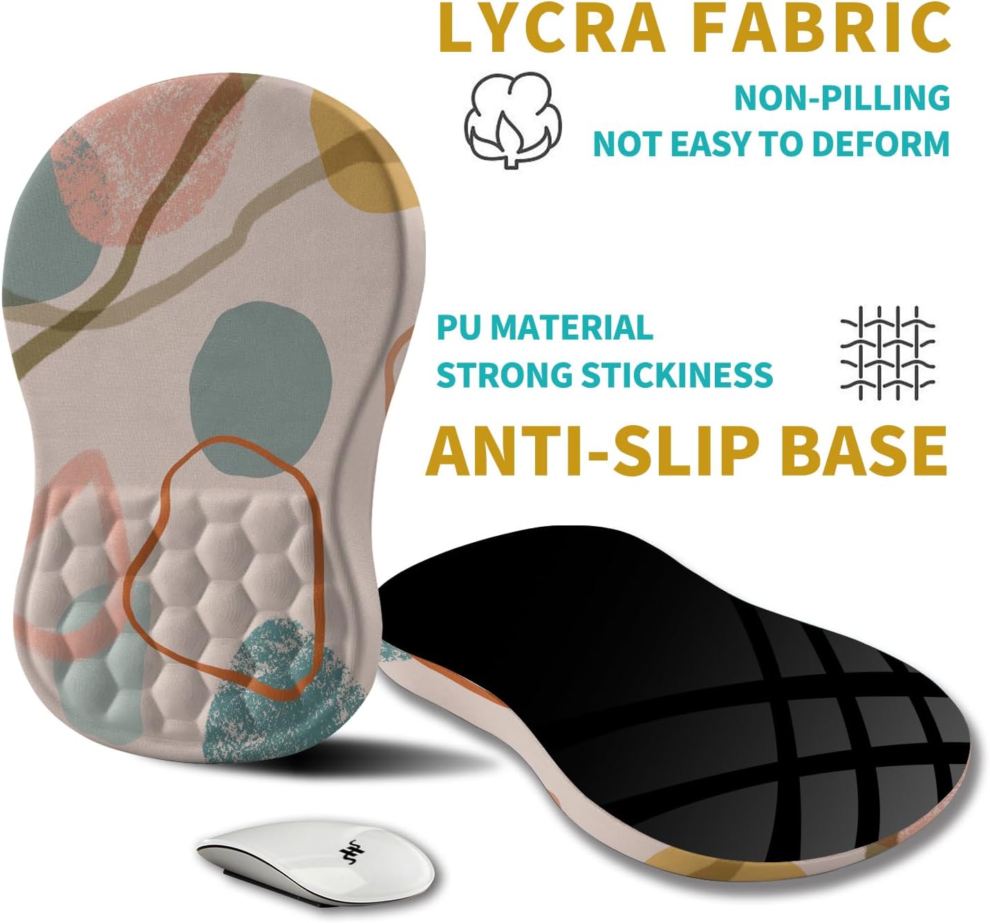 Hokafenle Ergonomic Mouse Pad Wrist Support, Wrist Rest Mousepad for Carpal Tunnel Pain Relief with Integrated Memory Foam Slope Massage Bulge (11.8x7.9 inch,Abstrac Art