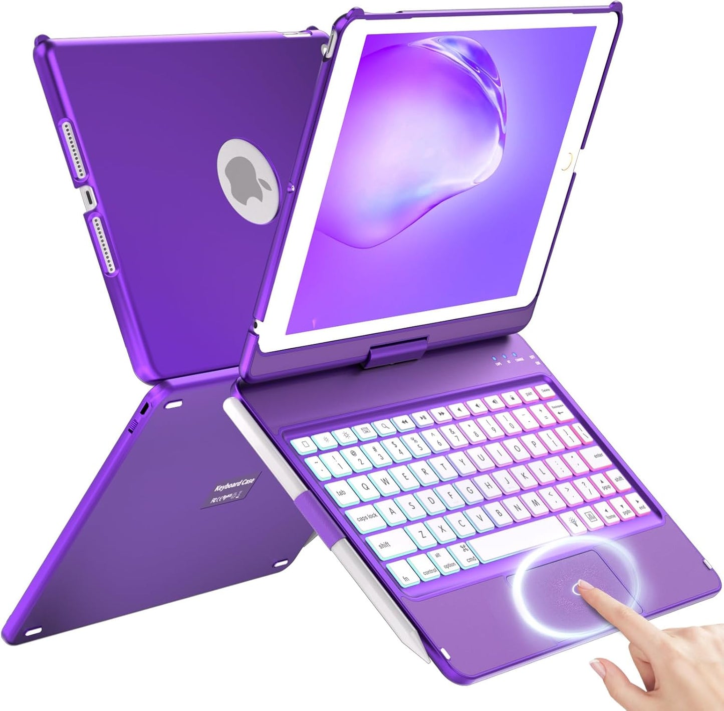 Keyboard Case for iPad 10.2 9th/8th/7th Gen - 360 Rotatable Protective Cover With Touch Keyboard, Pencil Holder for iPad 9/8/7 Generation