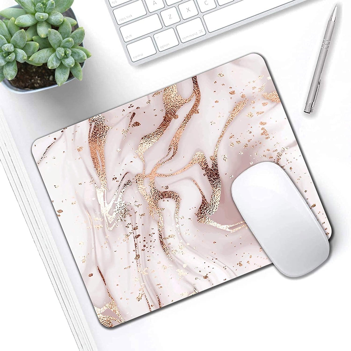 Mouse Pad, Gaming Mouse Pad, Non-Slip Rubber Base Mouse Mat with Designs for Laptop, Computer & Office, 9.5 x 7.9 x 0.12 inches (Marble 1)