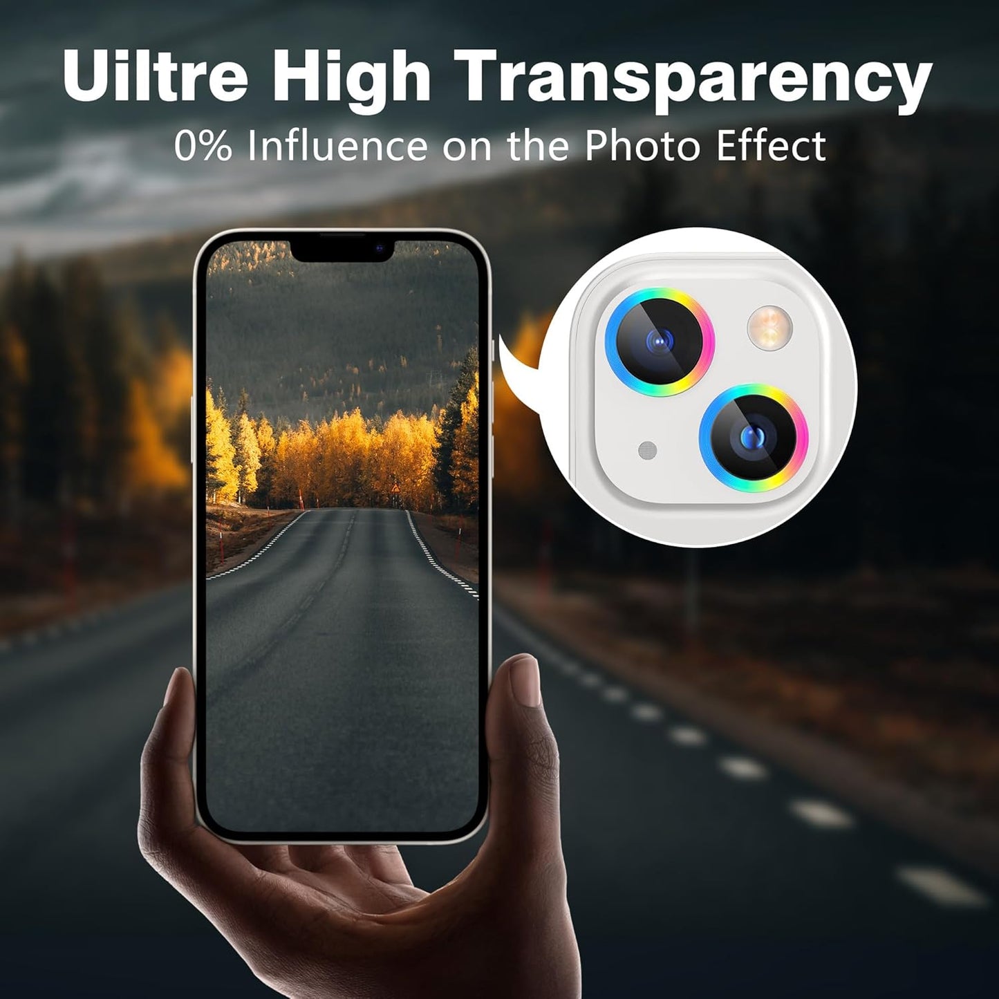 AGVEE 3+3 6 Pack for iPhone 14 6.1" / 14 Plus 6.7" Camera Lens Cover Protector, Metal Ring 9H Tempered HD Glass Camera Cover Protector Film, Silver