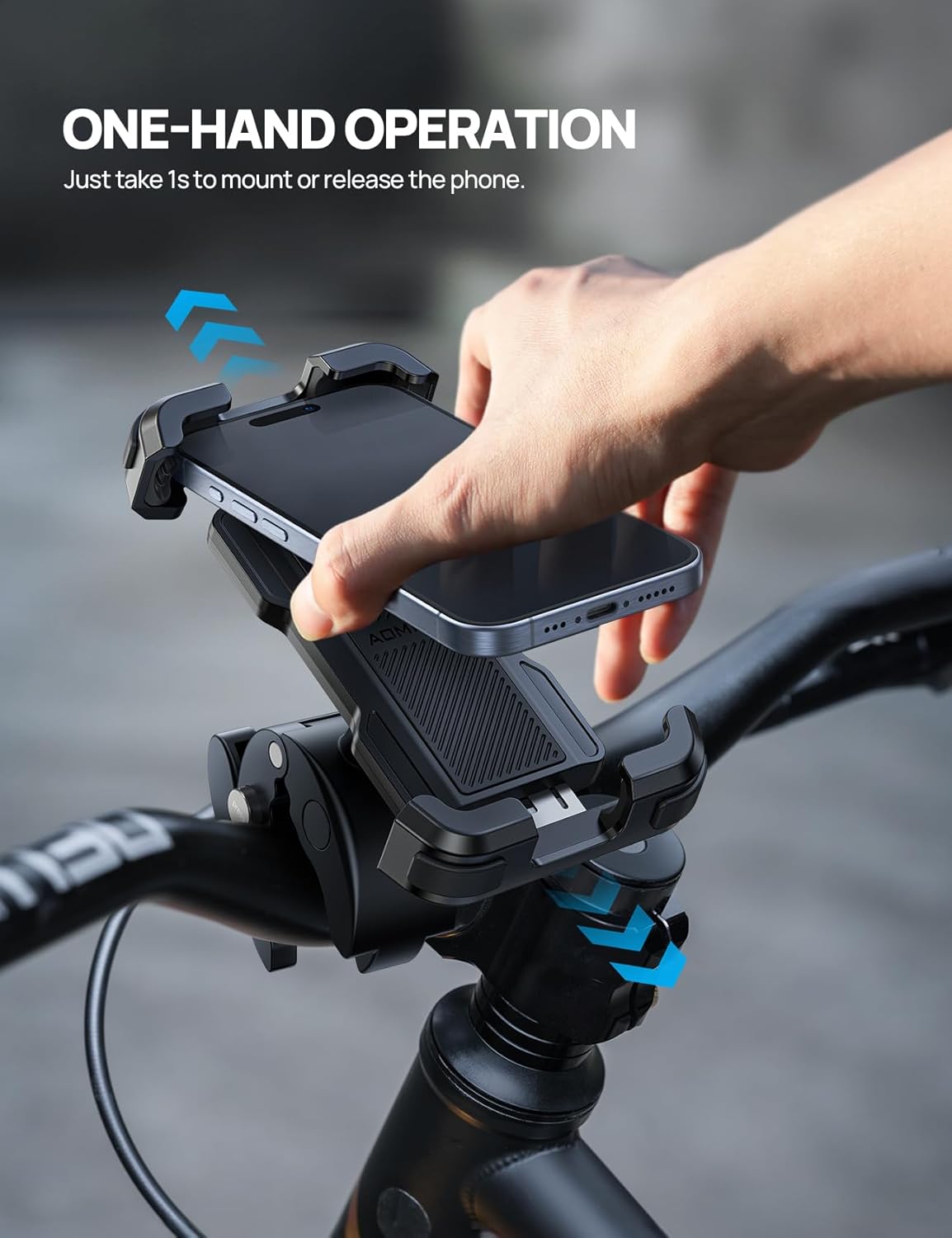 Bike Motorcycle Phone Holder Mount - [2025 Quick Release] Bike Phone Holder Handlebar Clamp, Bicycle Scooter Phone Clip for iPhone 16 15 14 13 12 11 Pro Max Plus Mini, 4.7-6.8" Smartphone