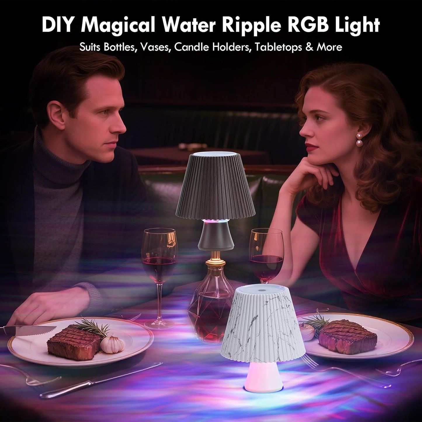 WILIT Wine Bottle Lights for Liquor Bottles, RGB Water Ripple Night Light Projector for Bedroom, Unique Home Decor Living Room, Birthday Gifts for Women, Wireless Bottle Lamp, Bar Accessories