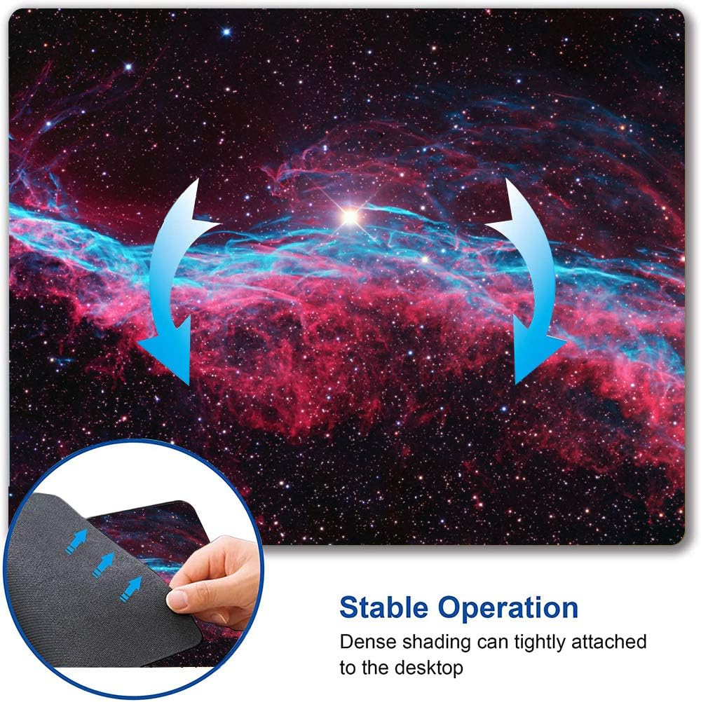 Galaxy Glitter Nebula Mouse Pad, Blue Red Space, Waterproof Non-Slip Rubber Base, 9.5"x7.9" Inch