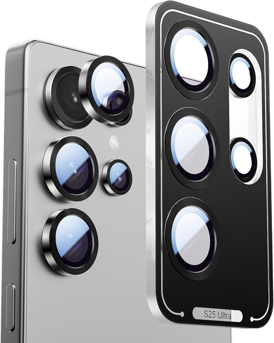 X-it Camera Lens Protector for Samsung S25 Ultra, 9H Tempered Glass, Independent Metal Aluminum Edge Original Protection Design, Suitable for Phone Case, Anti-scratch, Anti-reflective,Silver