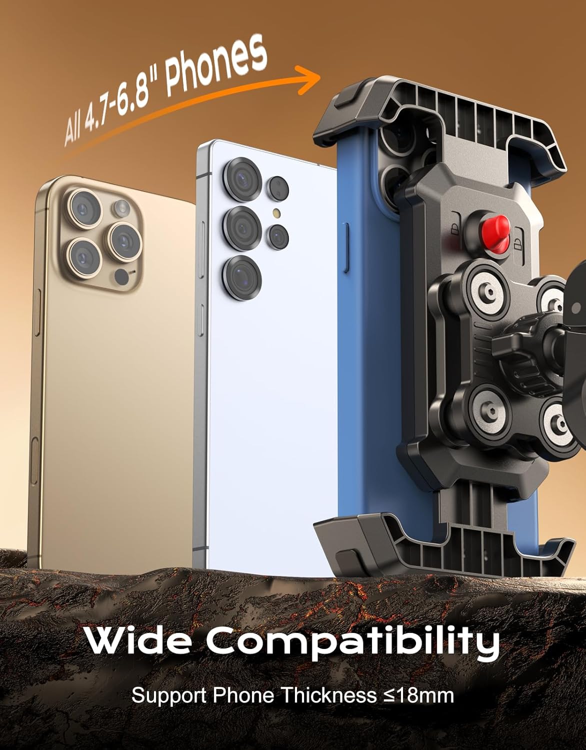 Bike Phone Holder [Upgrade Vibration Dampened], Super Stable Motorcycle Phone Mount, 360° Rotation & Quick Lock Phone Holder for Bike Compatible with iPhone 16/15/14, Galaxy, 4.7-6.8” Phones