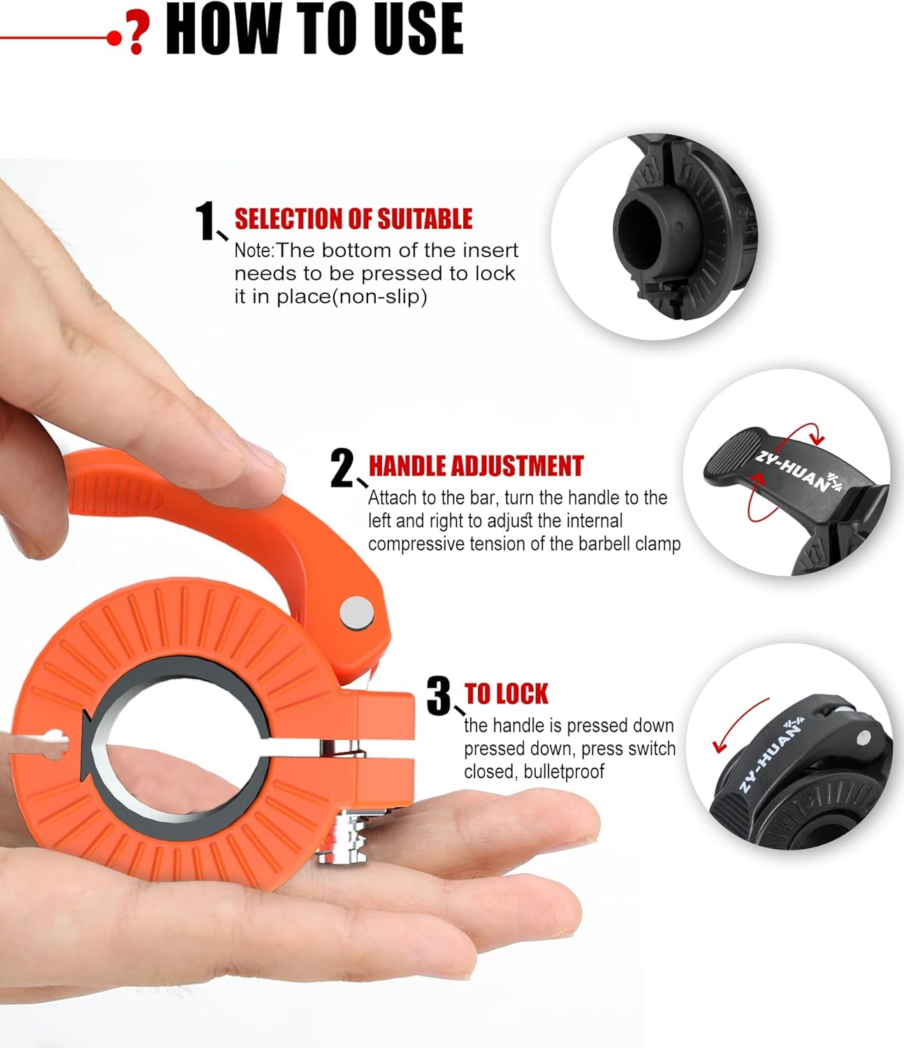 Pro Barbell Clips 1 inch Barbell Clamps 0.9-1.18inch Quick Release Weight Clips for Bars Multi-Size Adjustable Olympic Barbell Clamps