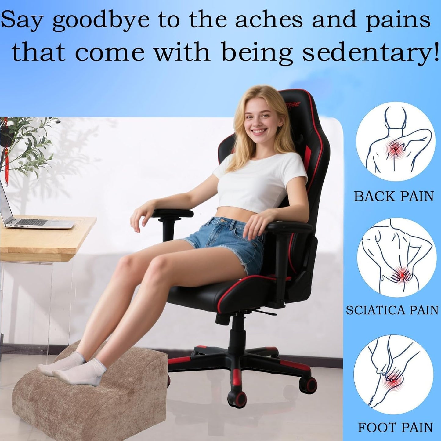 Foot Rest for Under Desk at Work.Multifunctional 3-Tier Foot Stool,with Washable Footrest.for Under Desk,Office Chair Gaming Chair & Sofa,Leg Elevation Pillow,Supports Posture-Brown