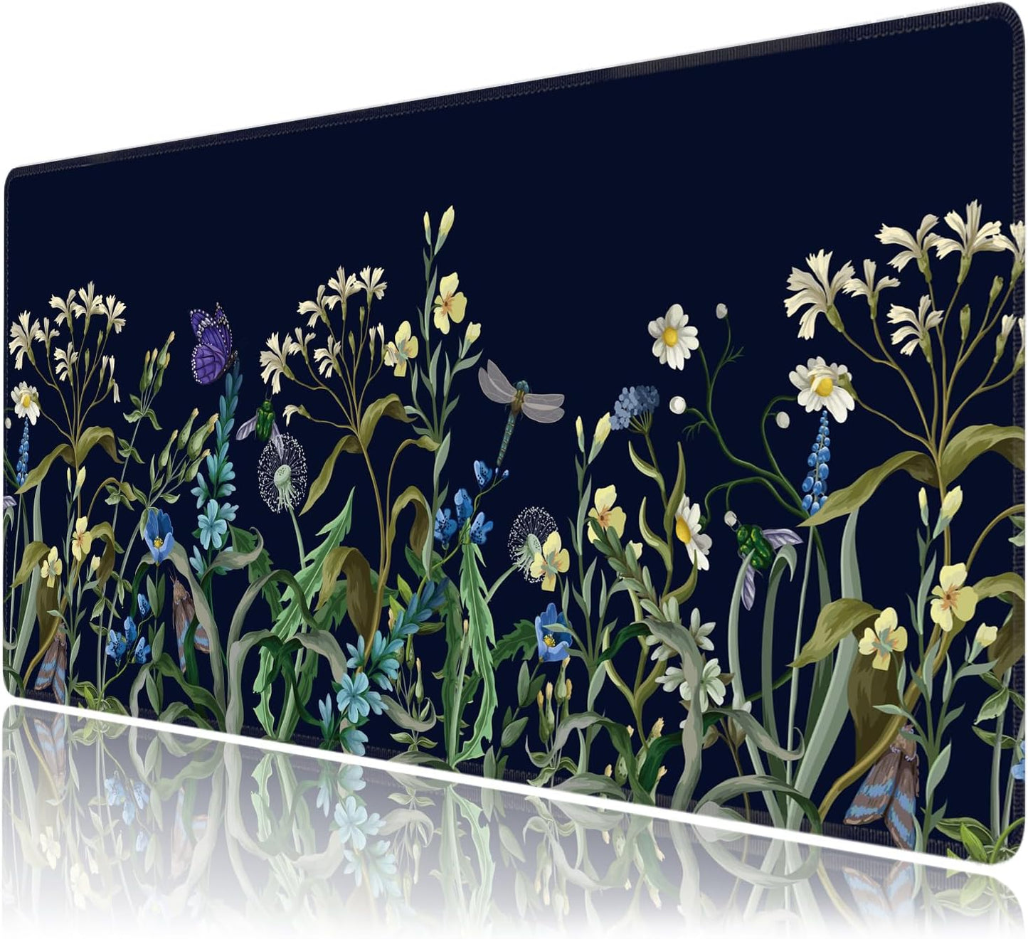Weeds Flowers Large Mouse Pad,Gaming Keyboard Desk Pad,Extended Mouse Mat Non-Slip Rubber Base with Stitched Edges for Office Game Home XXL 35.4"x15.7"