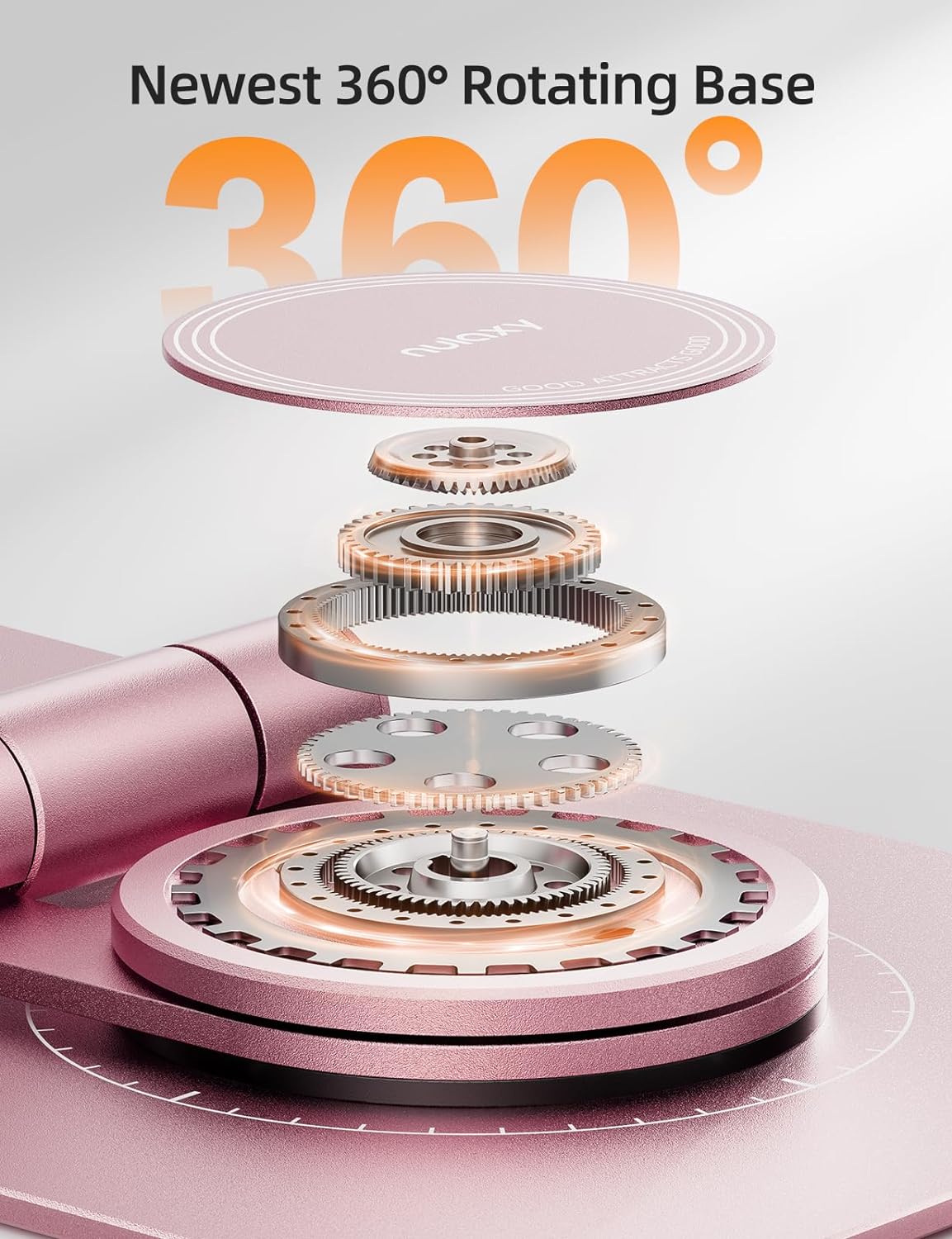 Nulaxy Rotatable Cell Phone Stand, Fully Adjustable Foldable Desktop Phone Holder Cradle Dock, Thick Case Friendly, Compatible with All Phones, Nintendo Switch, Rose Gold