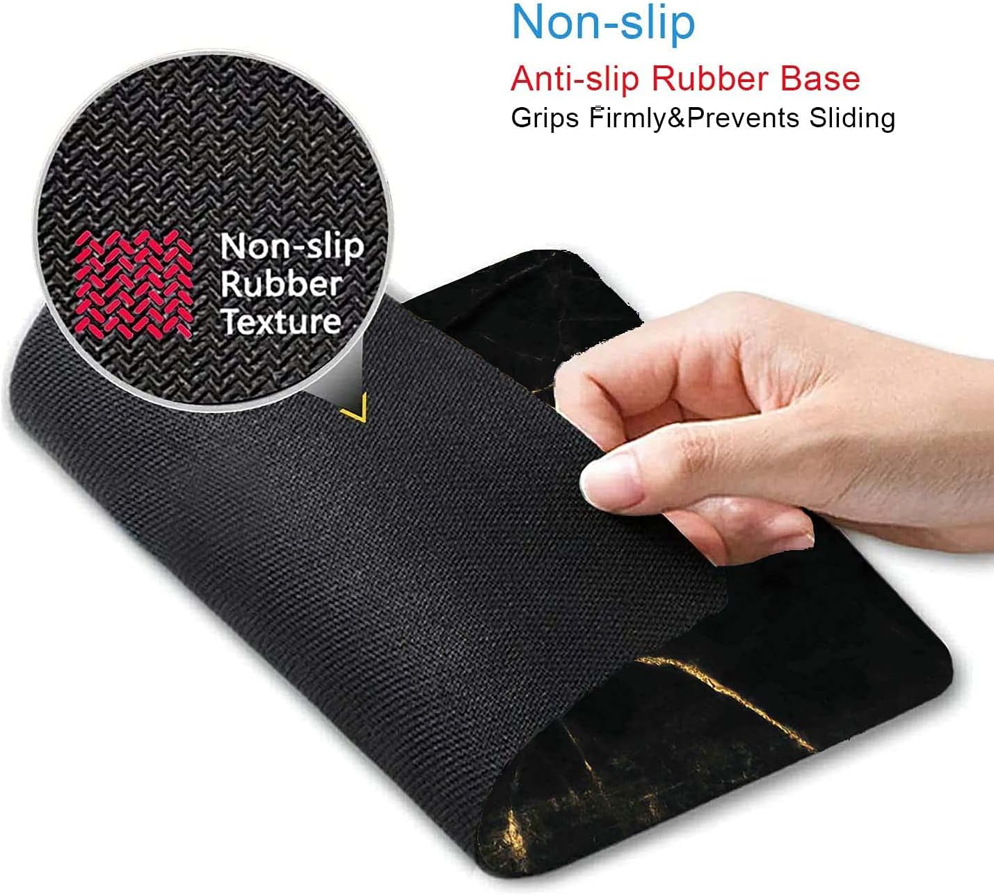 Marble Mouse Pad - Black & Gold, Modern Marbling, Custom Designs, Portable Non-Slip Rubber Base Wireless Laptop Pad