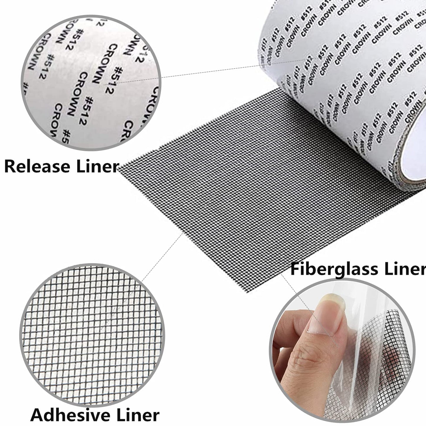 Extra Wide 4” X 197” (16.5FT) Window Screen Repair Tape Kit, Strong Adhesive Fiberglass Covering Mesh Repair Patch Tape for Window Door Tears Holes