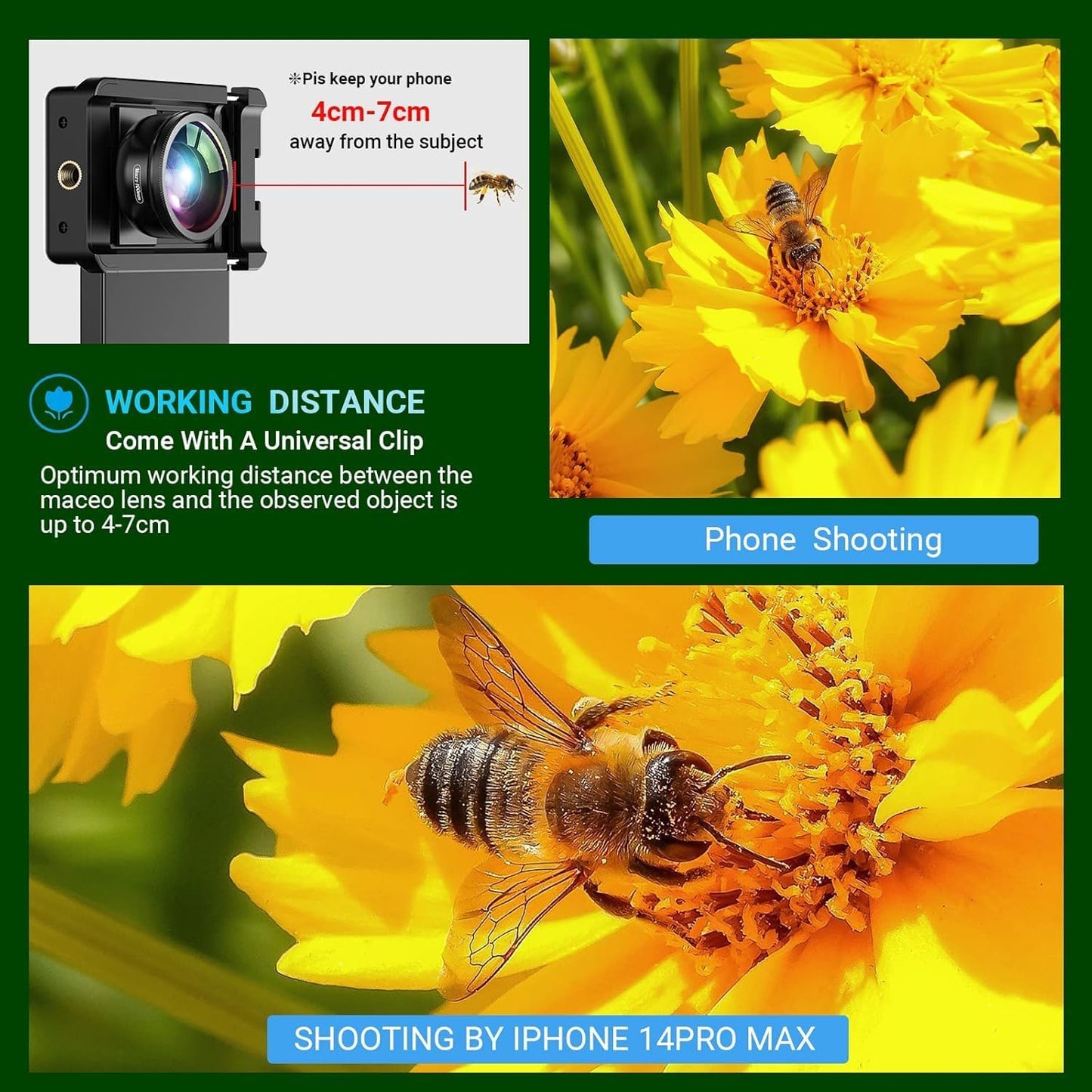 MIAO LAB 10X Macro Lens + CPL Filter Kit with Universal Clip for iPhone 16/15/14/13 Pro, Samsung & Android Phones