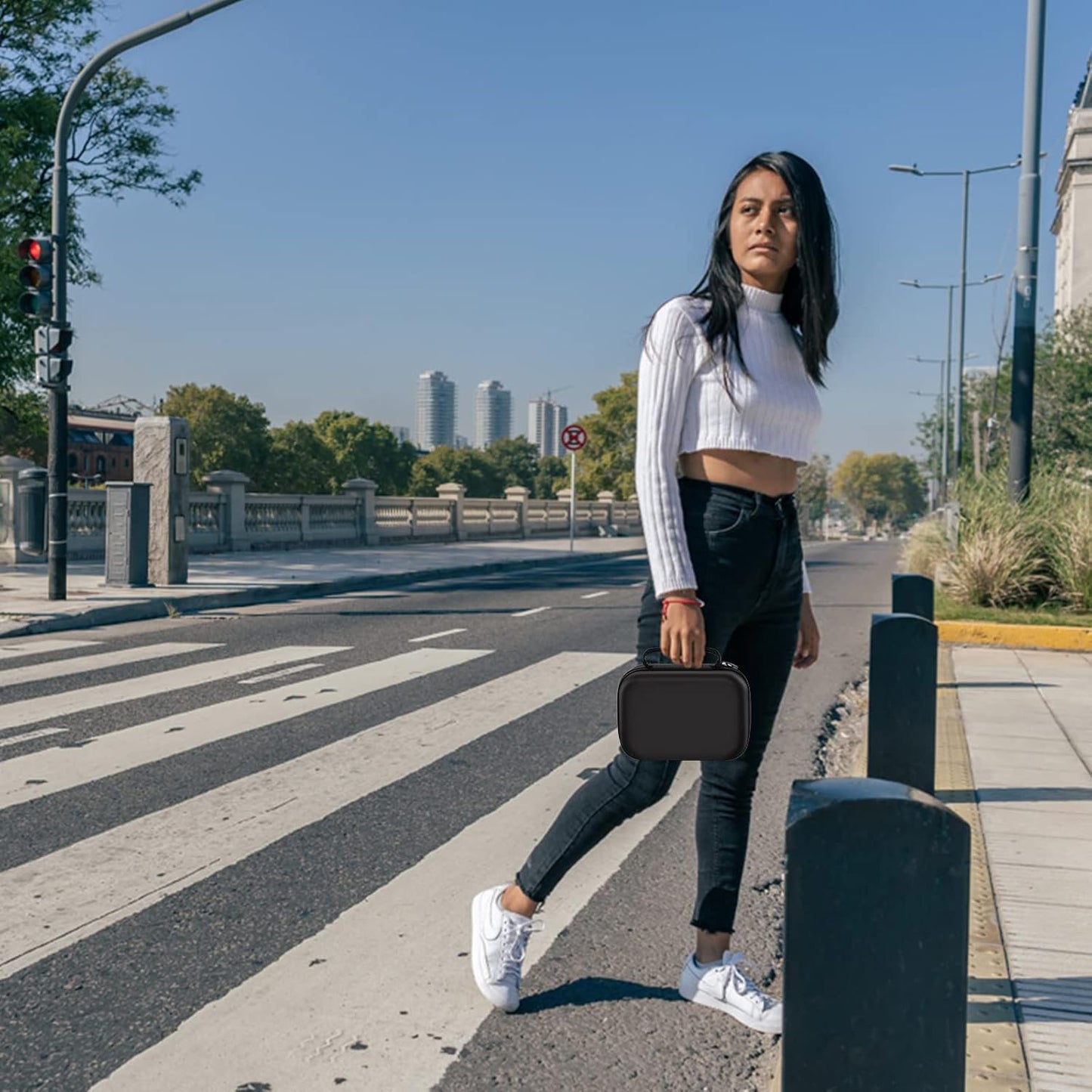 Case Compatible with Phomemo M110 Label Maker - Portable Mini Bluetooth Thermal Label Maker Carrying Storage Bag for Printer Labels, USB Cable and Accessories Black (Box Only)