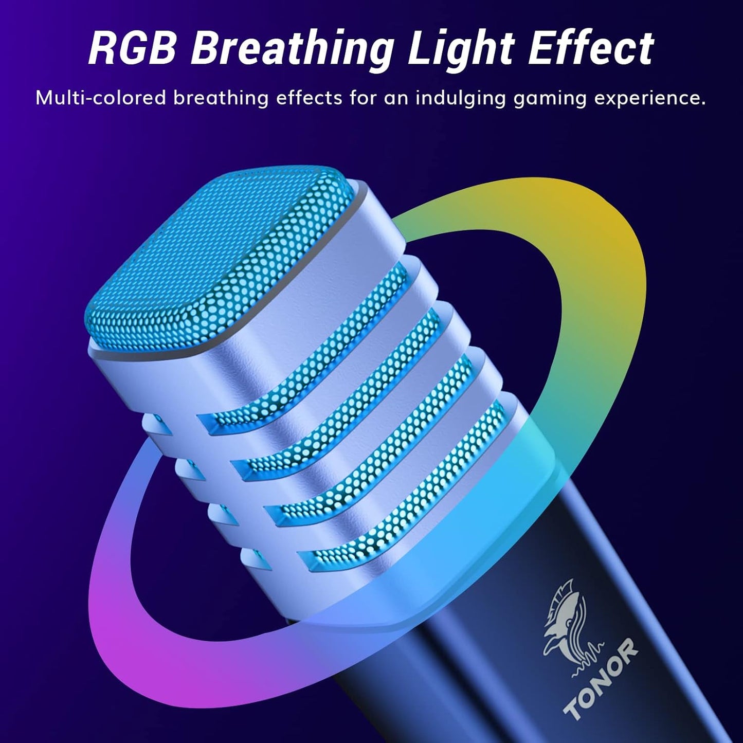 TONOR USB Gaming Microphone, RGB Streaming Microfono Set, PC Podcast Recording Computer Mic for PS4/5, Discord, Twitch, Cardioid Condenser Mic with Adjustable Boom Arm Stand TC30S+