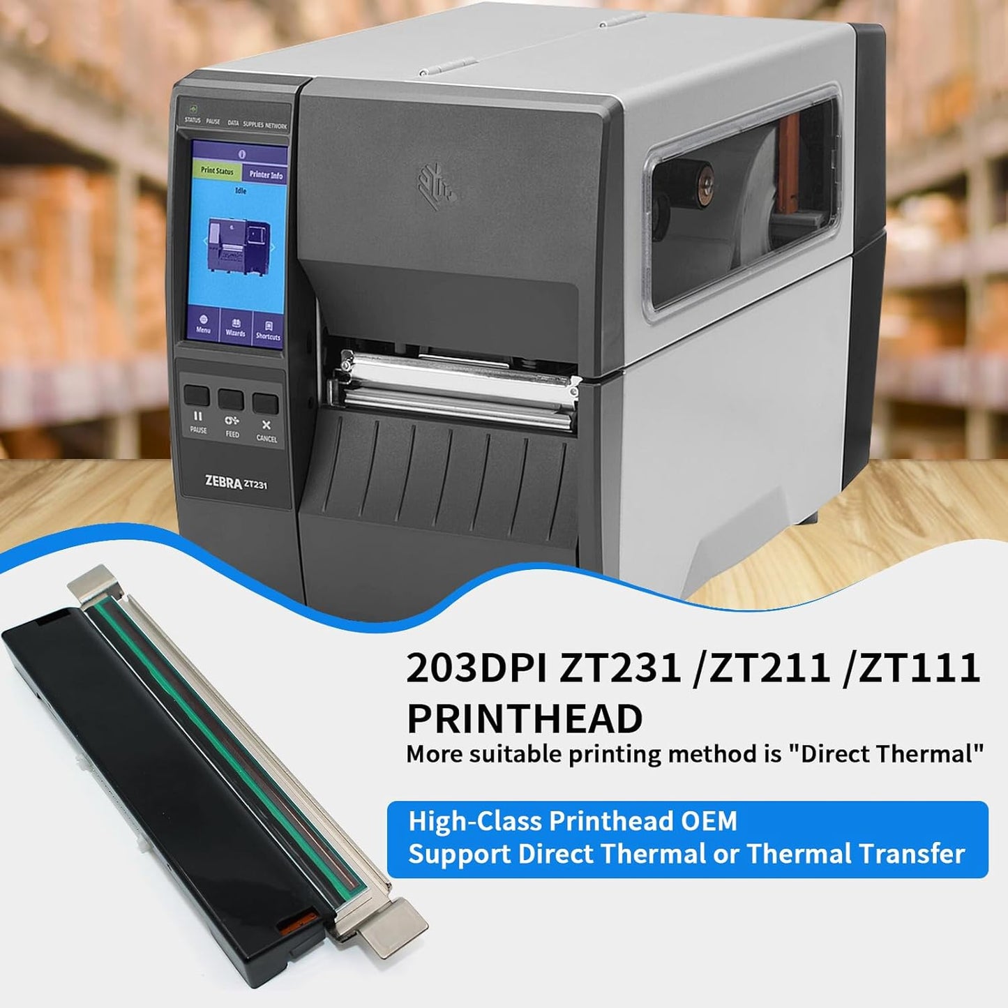 P1123335-012 New Printhead for Zebra ZT231 ZT211 ZT111 Thermal Industrial Printer |High-Class-Replace| 203dpi