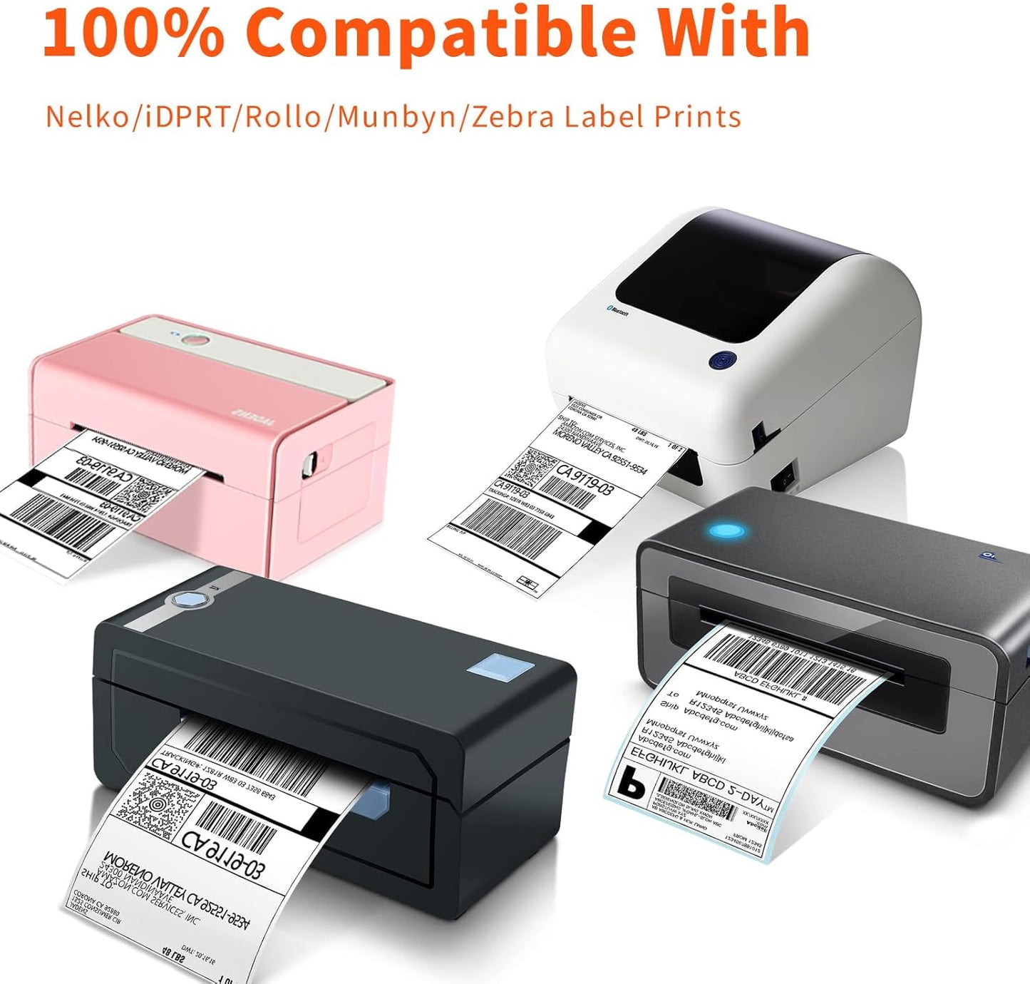 JADENS Thermal Shipping Labels 4x6-350 Labels(4 Rolls), Compatible with Rollo, Brother, Zebra and Most Thermal Printer, Perforated, Commercial Grade, Doesn't Compatible with Dymo
