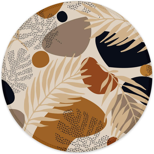 ITNRSIIET Round Mouse Pad with Stitched Edge Premium-Textured Waterproof Non-Slip Rubber Base Desktop Protection Mat Diameter 8.7 inches, Abstract Modern Leaves