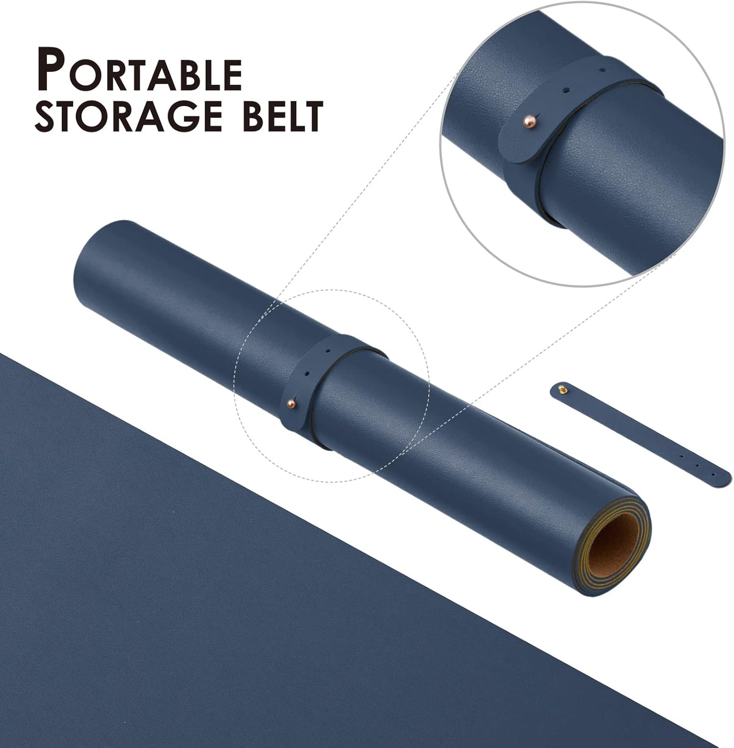 Compact Cork Desk Mat - Small Dual-Sided Desk Pad for Office and Home - Desk Organization and Accessories - Ideal for Large Mouse Pad and Small Desk Mats on Top of Desks(Dark Blue,23.6"x 11.8")