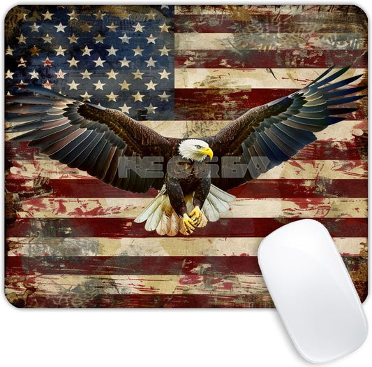 Square Mouse Pad Eagle and National Flag-1,Gaming Mouse Pads for Desk,Soft Computer Waterproof Non-Slip Mouse Mat
