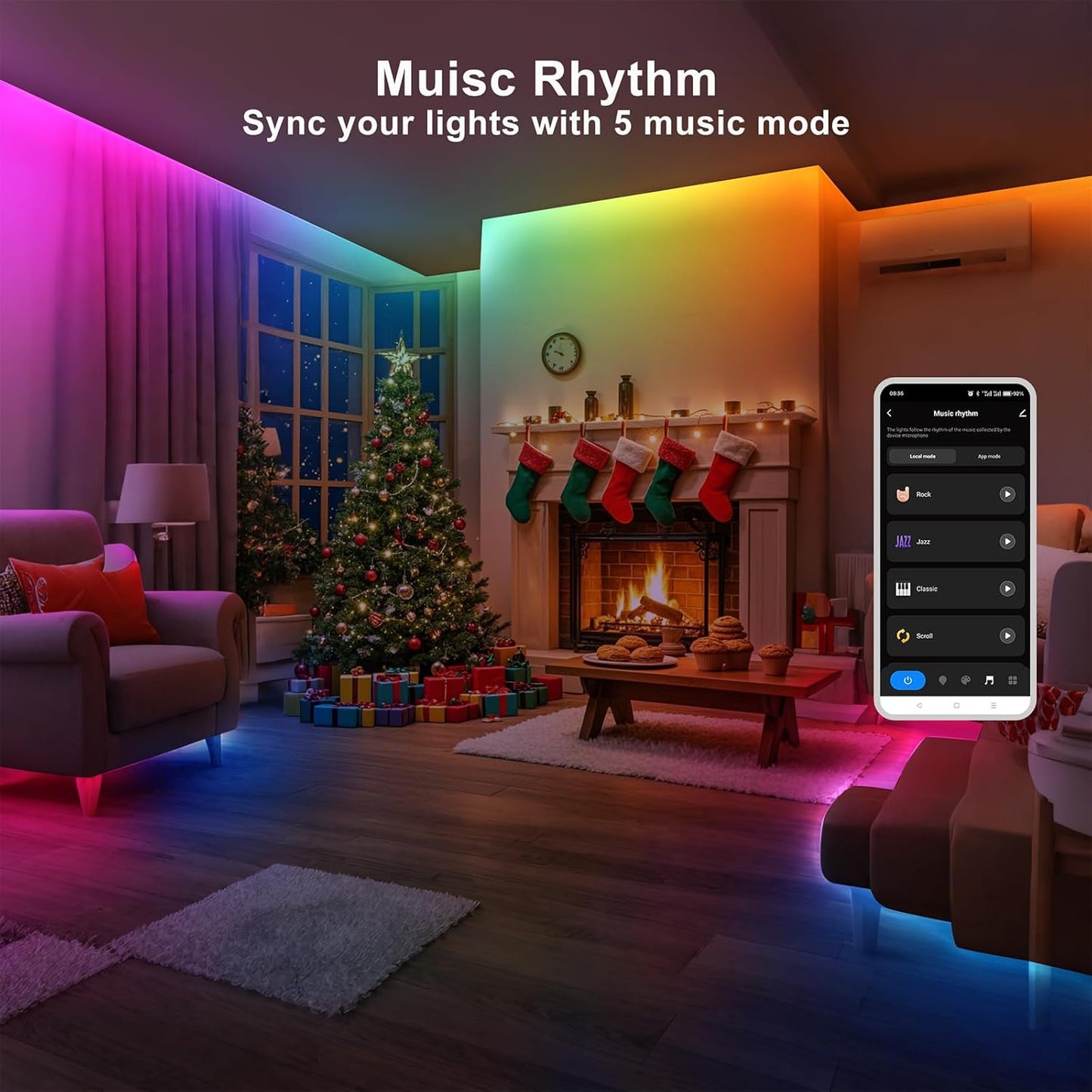 32.8ft Bluetooth RGB+IC COB Led Strip Light with App, Chasing COB Light Strip, Segmented Control, Music Sync, Color Changing Led Lights for Home Decor, Gaming, Cabinet, Desk