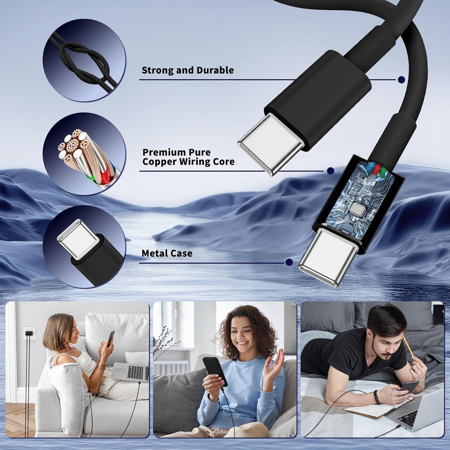 Super Fast Samsung Charger Type C,45W Dual Port USB C Fast Charger Block [2-Pack] & Extra Long 60W 3/6/10/10FT USB C Cable - PD Quick Charging 3.0 For Samsung Galaxy S25 Ultra/S24+/S23 iPhone 16