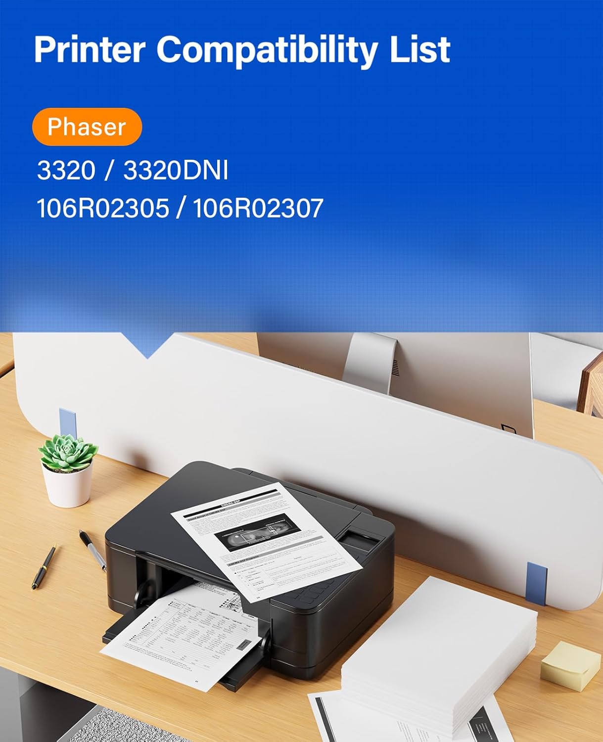 Phaser 3320 Black High Capacity Toner Cartridge 106R02307 Black 1-Pack Replacement for Xerox 106R02305 106R02307 Toner Compatible with Xerox Phaser 3320 3320DNI Ink All-in-One Copier