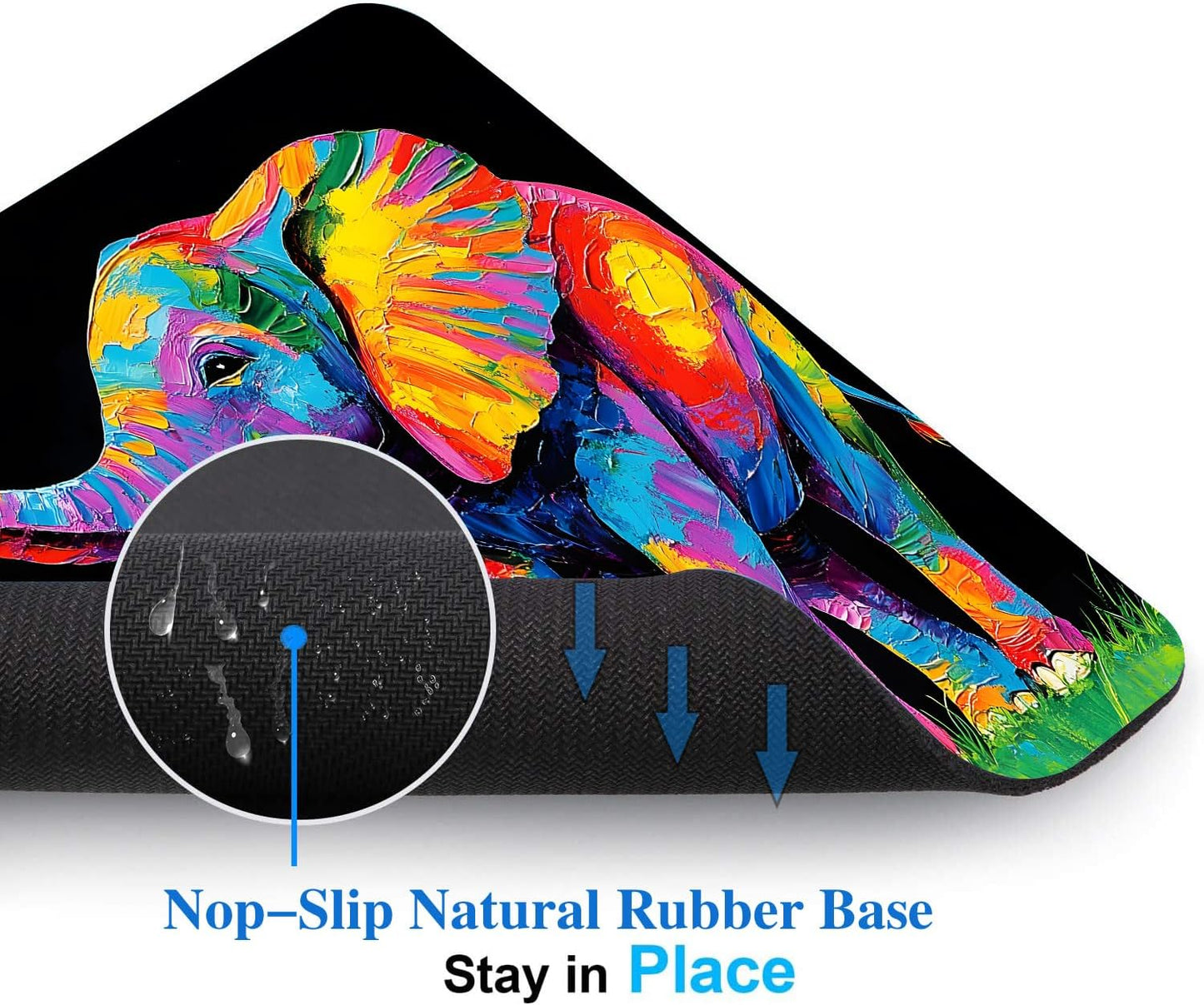 Colorful Art Animal Elephant Mouse Pads for Desk, Portable Wireless Computer Mouse pad Small Design with Women, Non-Slip Rubber Base Laptop Mousepad 9.5" x 7.9" Smooth Surface for Office & Travel