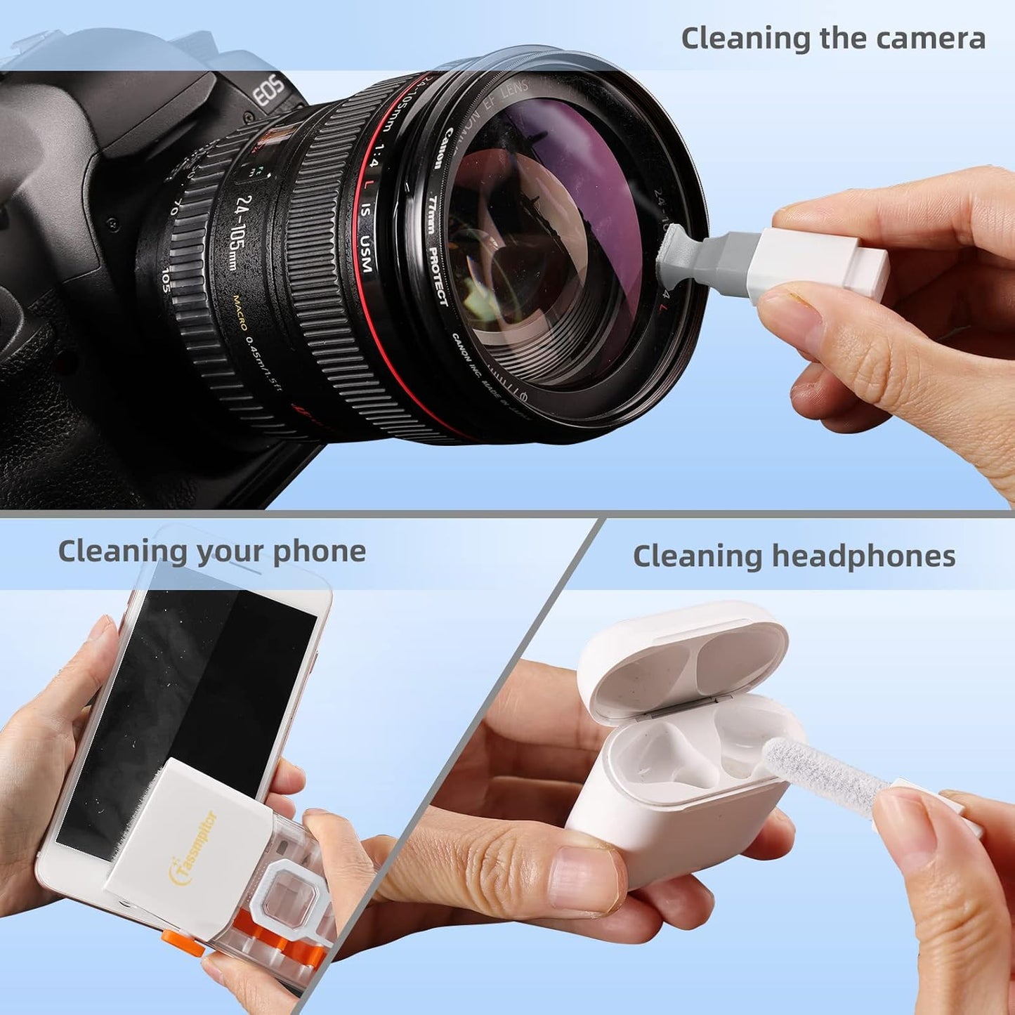 Laptop Cleaning Kit, All in 1 Keyboard Cleaning kit for MacBook iPad iPhone, Compact Keyboard Cleaner with Brush and Spray for Tablet, Airpods, Earbud, Computer Screen, PC Monitor, White