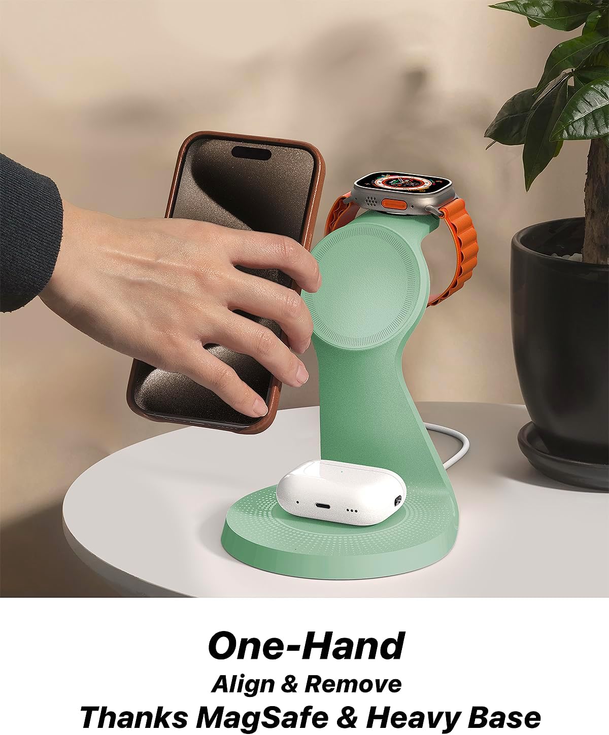 3 in 1 Charging Station for Apple Devices,Mag-Safe Charger Stand Fast Charging,Wireless Charger for iPhone 16/15/14/13/12 Series,& AirPods,& iWatch(USB-C Charger Included)